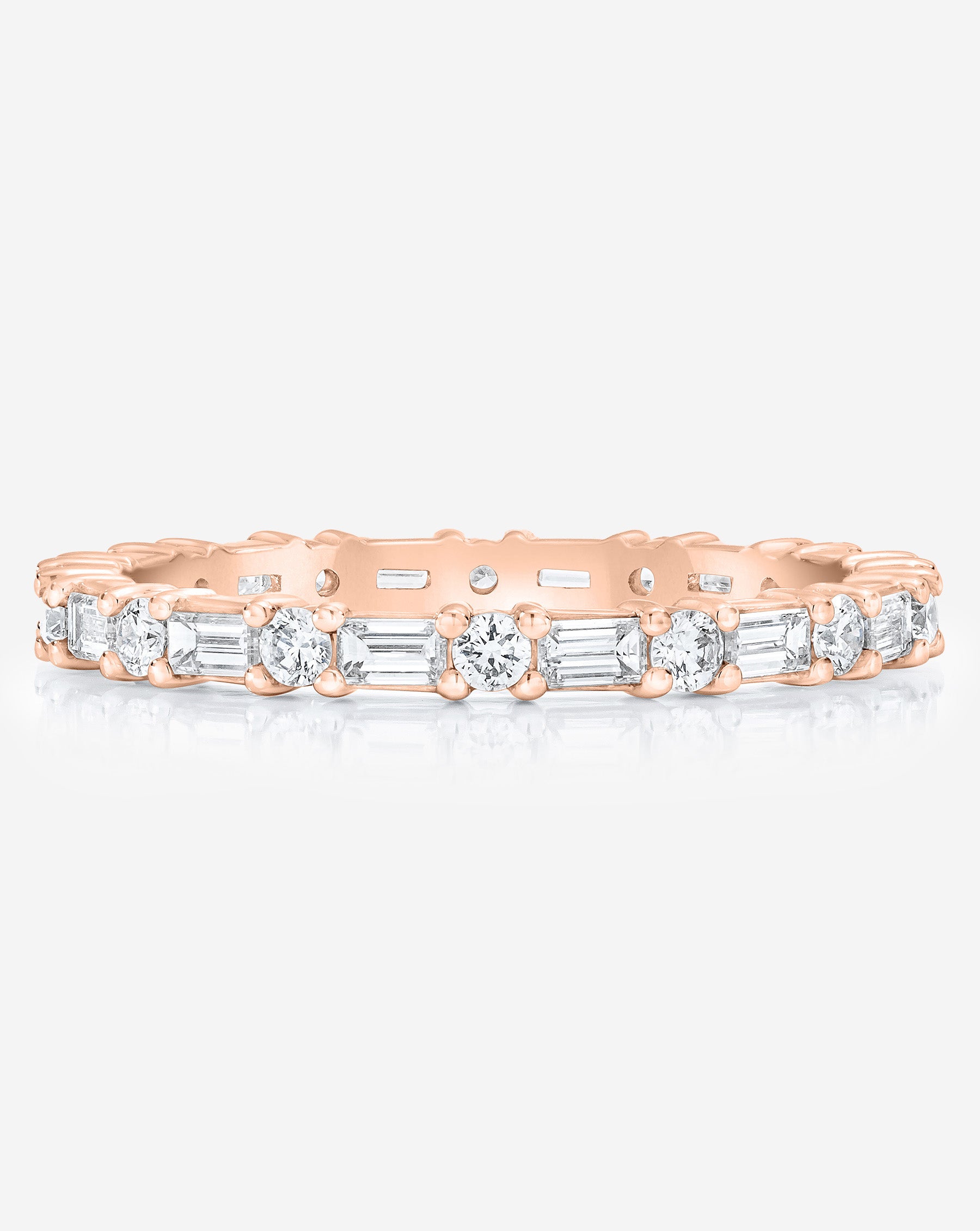 Baguette & Round Eternity Band Ring Set - Stackable Wedding Bands for Women, Diamond Engagement Ring Enhancer - Perfect for Anniversary Gifts & Bridal Jewelry