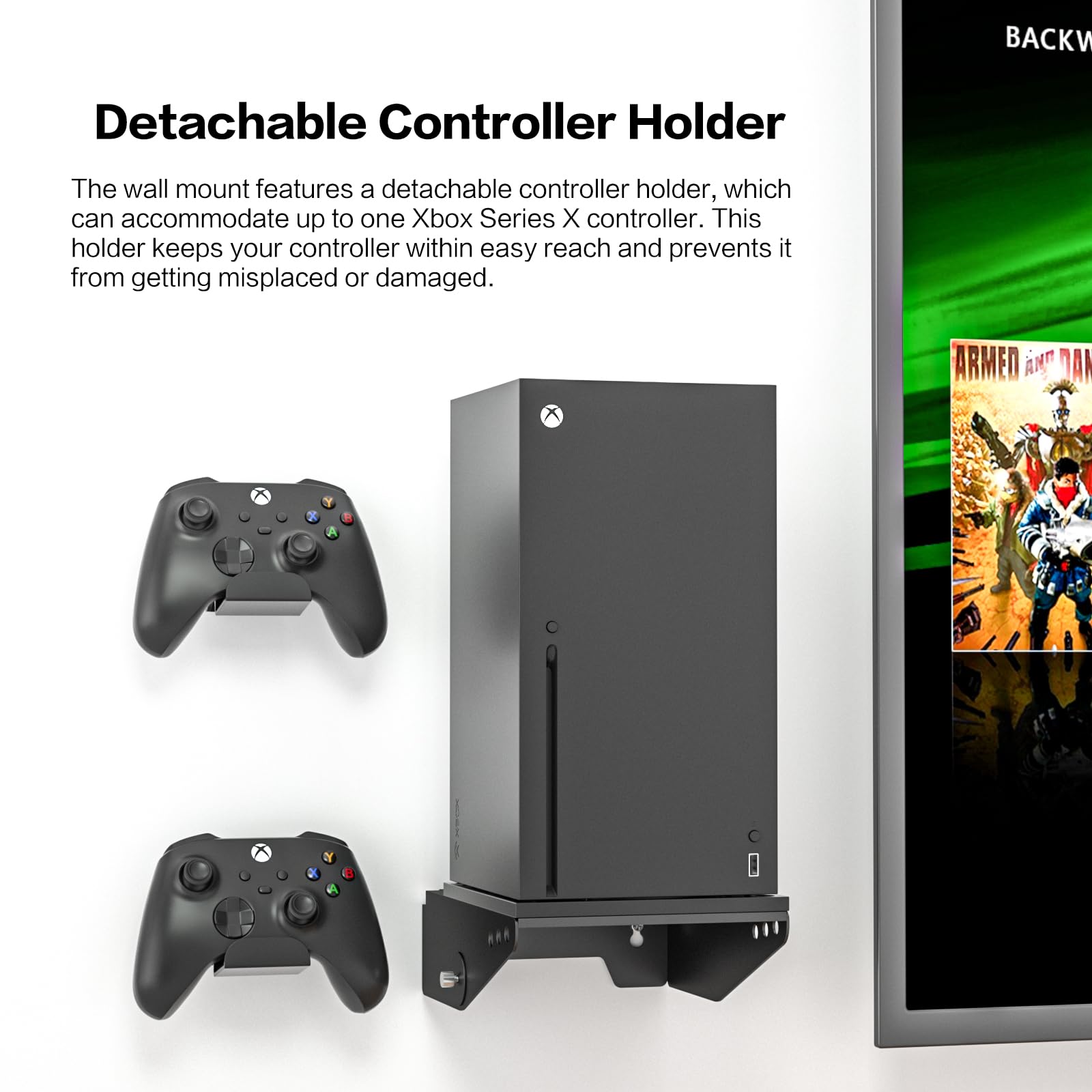 Xbox Series X Wall Mount Kit - Secure Wall Bracket for Xbox Series X Console with Controller & Headset Holder - Perfect for Gaming Setup & Space Saving