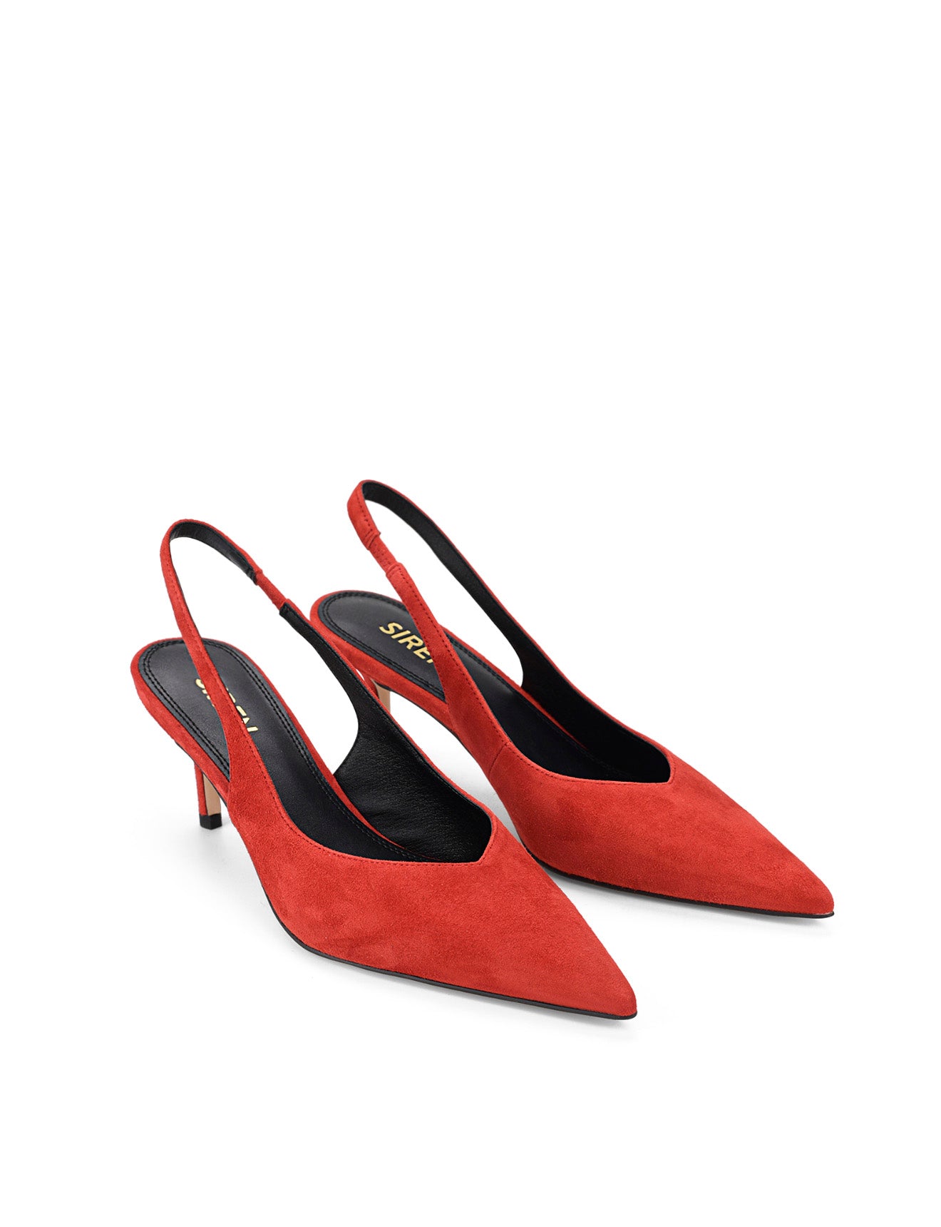 Yory Slingback Kitten Heels - Red Suede Pumps for Women | Comfortable Low Heel Dress Shoes for Work, Party & Wedding | Fashionable Pointed Toe Ladies Shoes