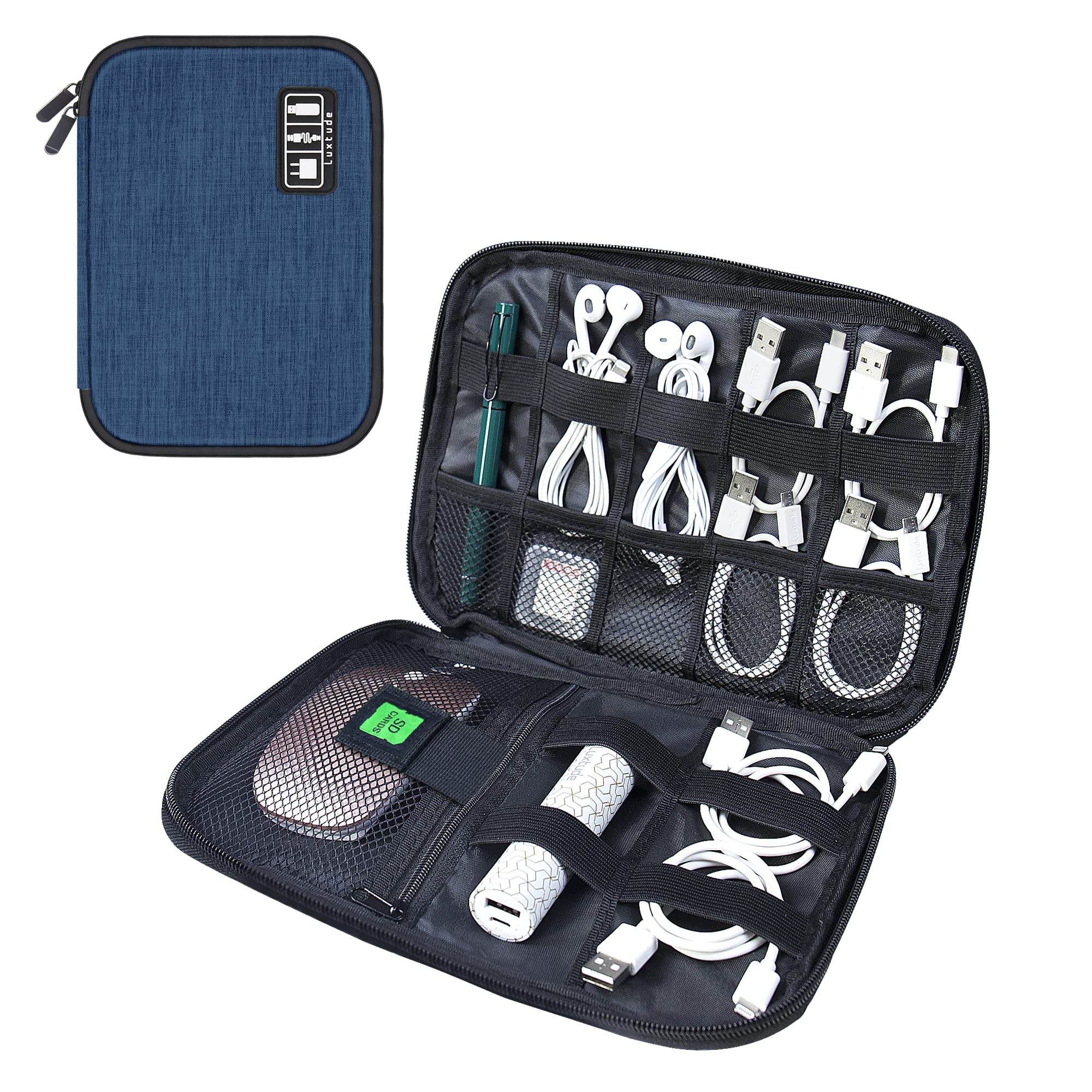 Luxtude Electronics Organizer Bag - Portable Travel Cable Storage for Chargers, USB Cables & SD Cards | Compact Tech Organizer Case for Travel, Office & Home Use | Keep Wires & Accessories Tidy