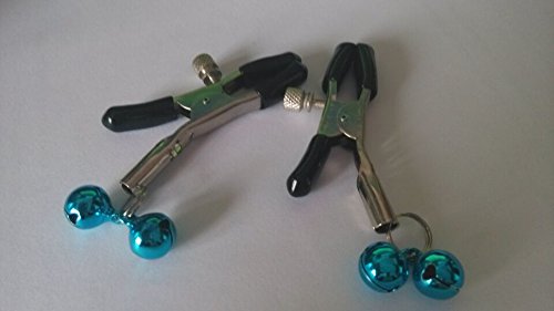 HiiBaby New SM Breast Vaginal Nipple Clamps with Double Bells - Sensual Massage Clip for Adults (Blue) | BDSM Accessories for Couples & Spicy Intimate Play