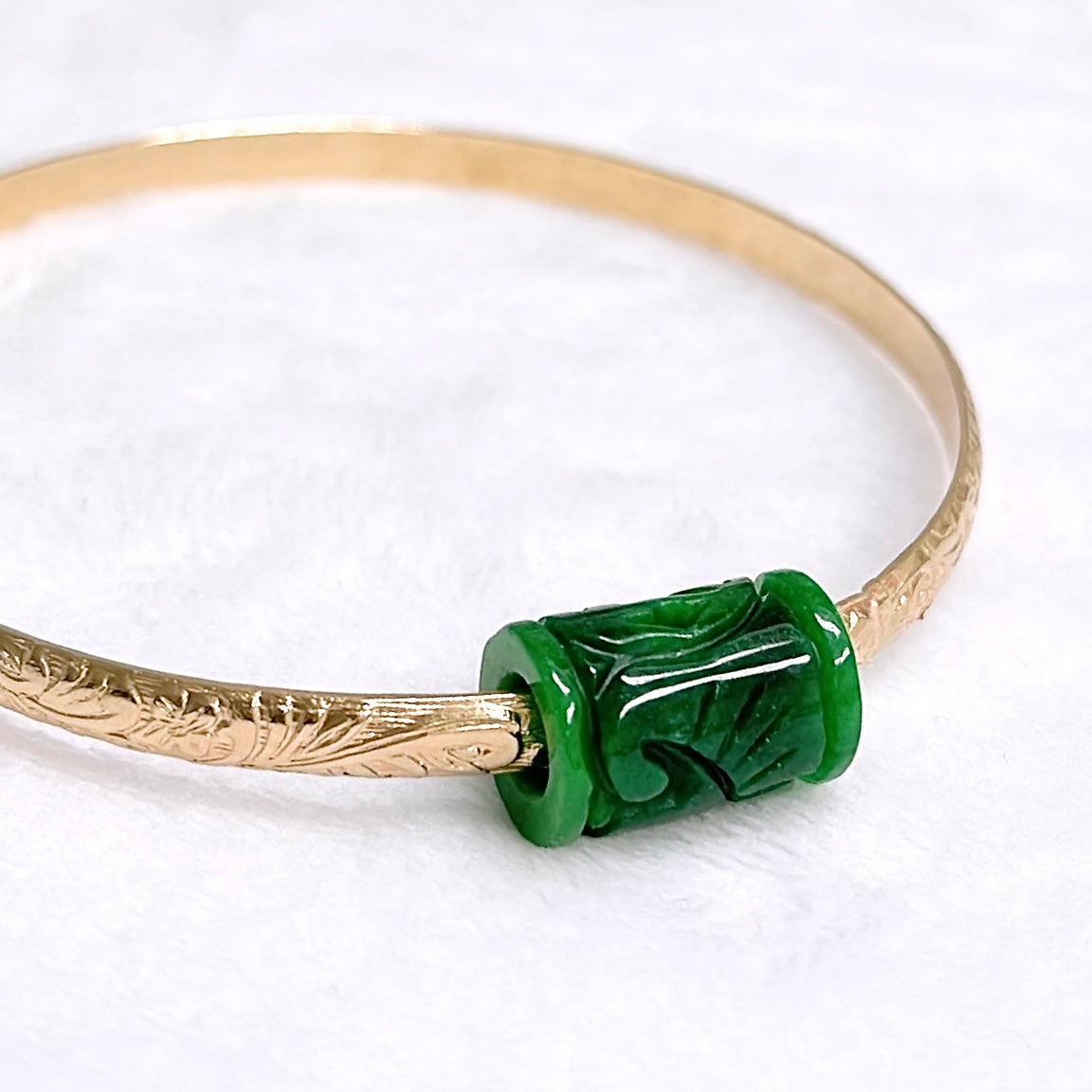 Bangle ALII Tube Carved Jade Bead Bracelet (B567) - Elegant Handmade Jewelry for Women, Perfect for Parties, Weddings & Everyday Wear