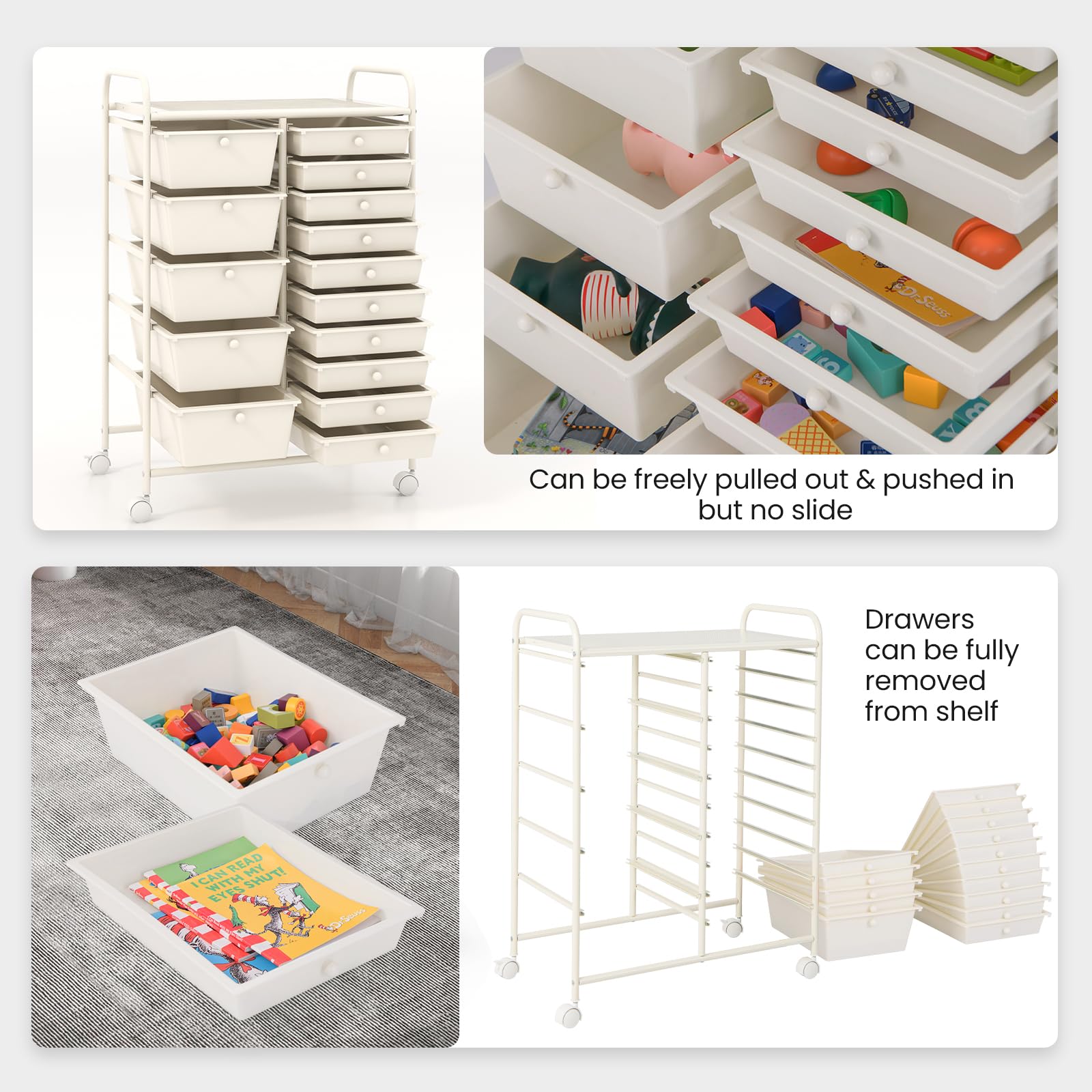 Giantex 15-Drawer Rolling Storage Cart with Wheels - Mobile Organizer for Classroom, Office, Home, School Supplies, Tools, Crafts & Art Paper - Perfect for Teachers, Students & DIY Enthusiasts