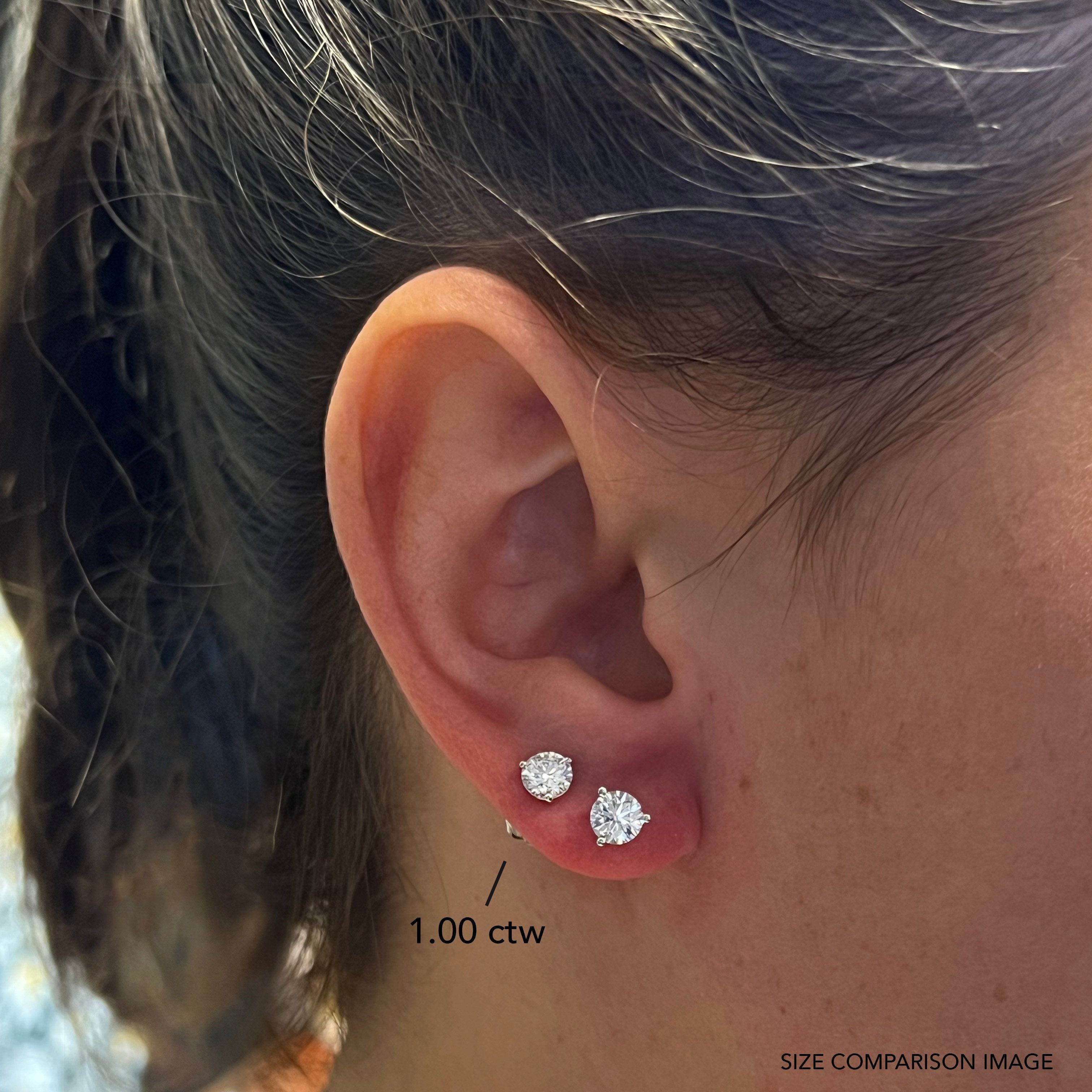 1.00ctw Lab Grown Diamond Stud Earrings - 14K White Gold Dangle Earrings for Women, Perfect for Wedding, Anniversary & Everyday Wear
