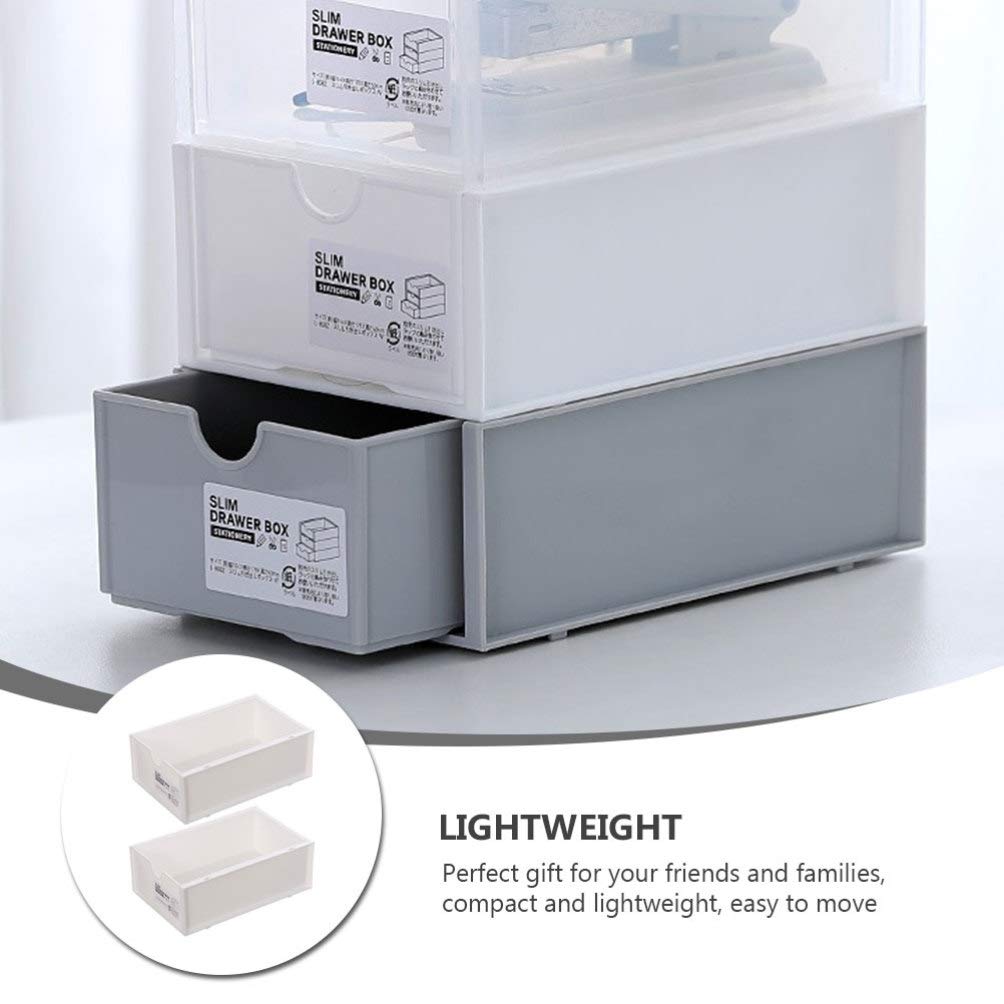 2-Pack Hemoton Stackable Plastic Storage Drawers - White Office Desk Organizer for Jewelry, Stationery & Small Items | Perfect for Home, Office & Craft Room Organization