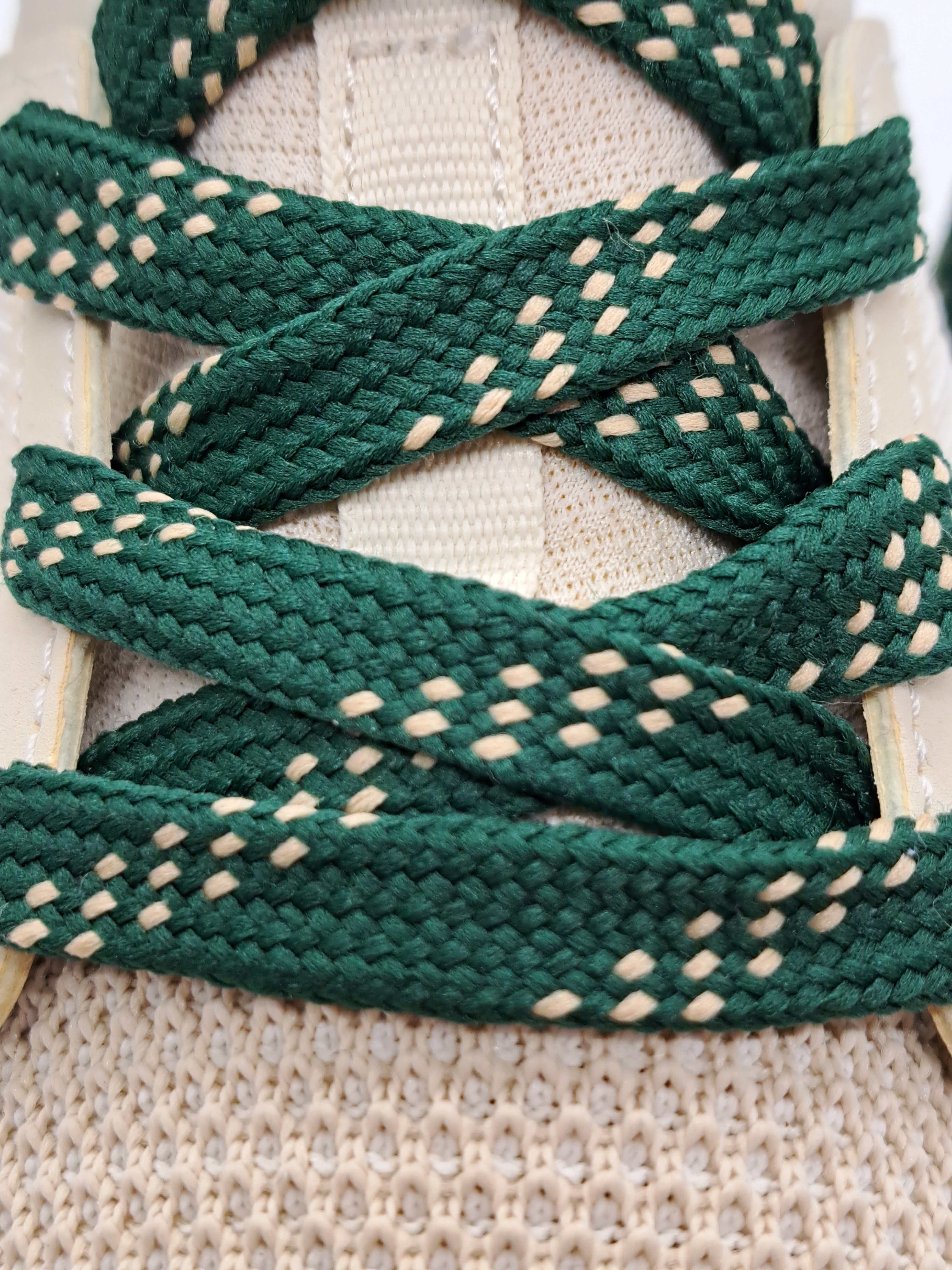 Premium Sports Shoelaces - Forest Green with Cream Accents - Durable & No-Slip for Running, Hiking & Athletic Shoes