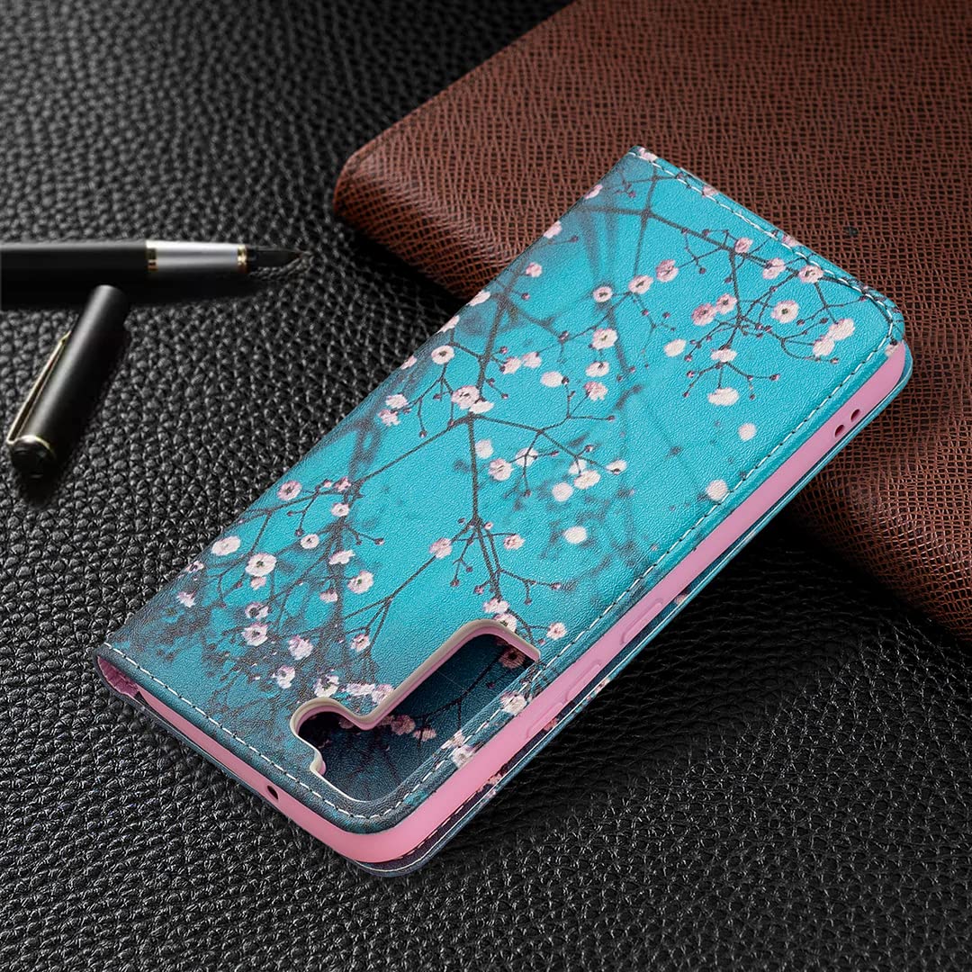 Samsung Galaxy S22 Flip Case with Butterfly Animal Pattern - PU Leather Wallet Cover with Magnetic Closure & Kickstand | Perfect for Everyday Use, Travel, and Work