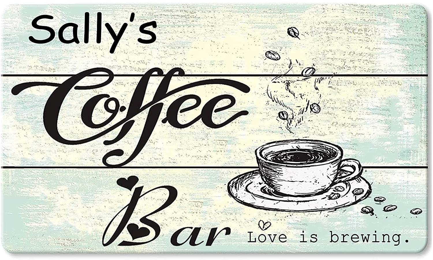 Personalized Coffee Bar Sign - Love is Brewing Inspirational Quotes Wall Decor for Coffee Shop, Cafe & Home Kitchen - Rustic Farmhouse Style Coffee Accessories & Gifts for Coffee Lovers