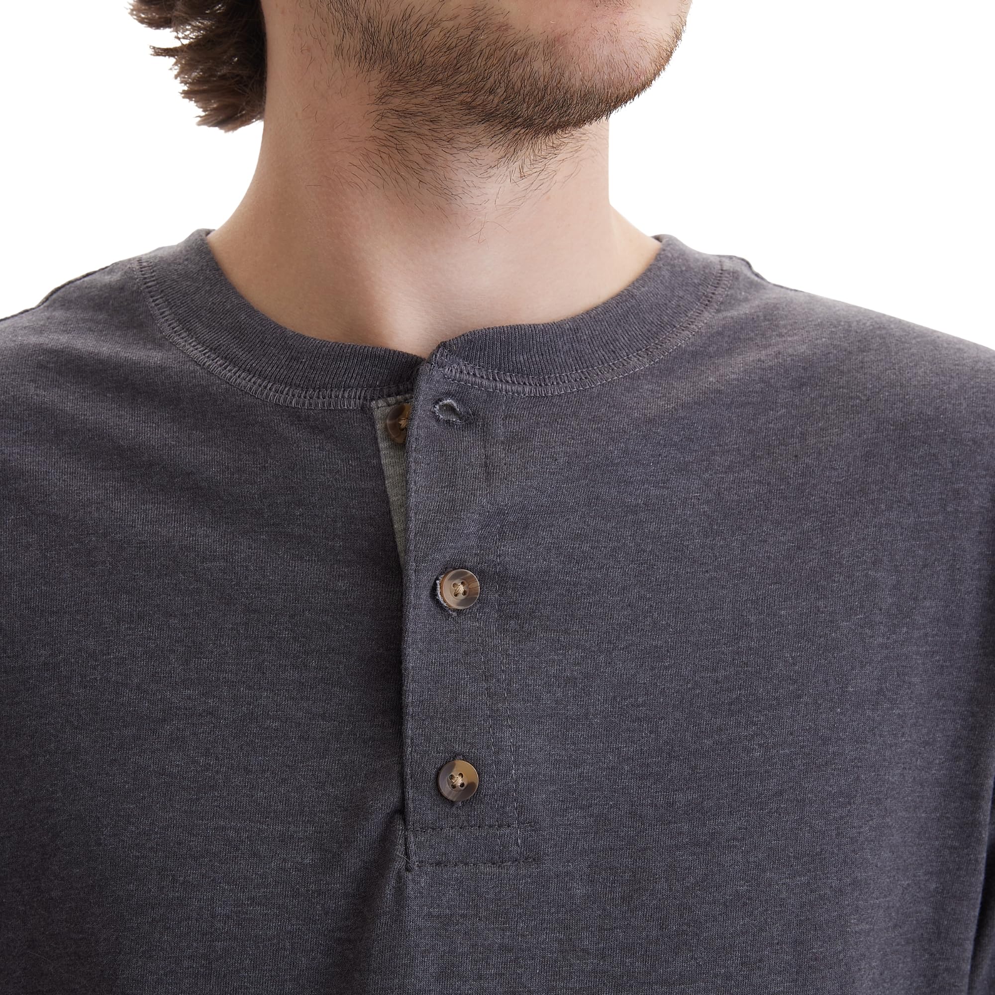 Hanes Men's Beefy-T Long Sleeve Cotton Henley Shirt - Soft Breathable Casual Wear for Everyday Comfort, Work & Outdoor Activities