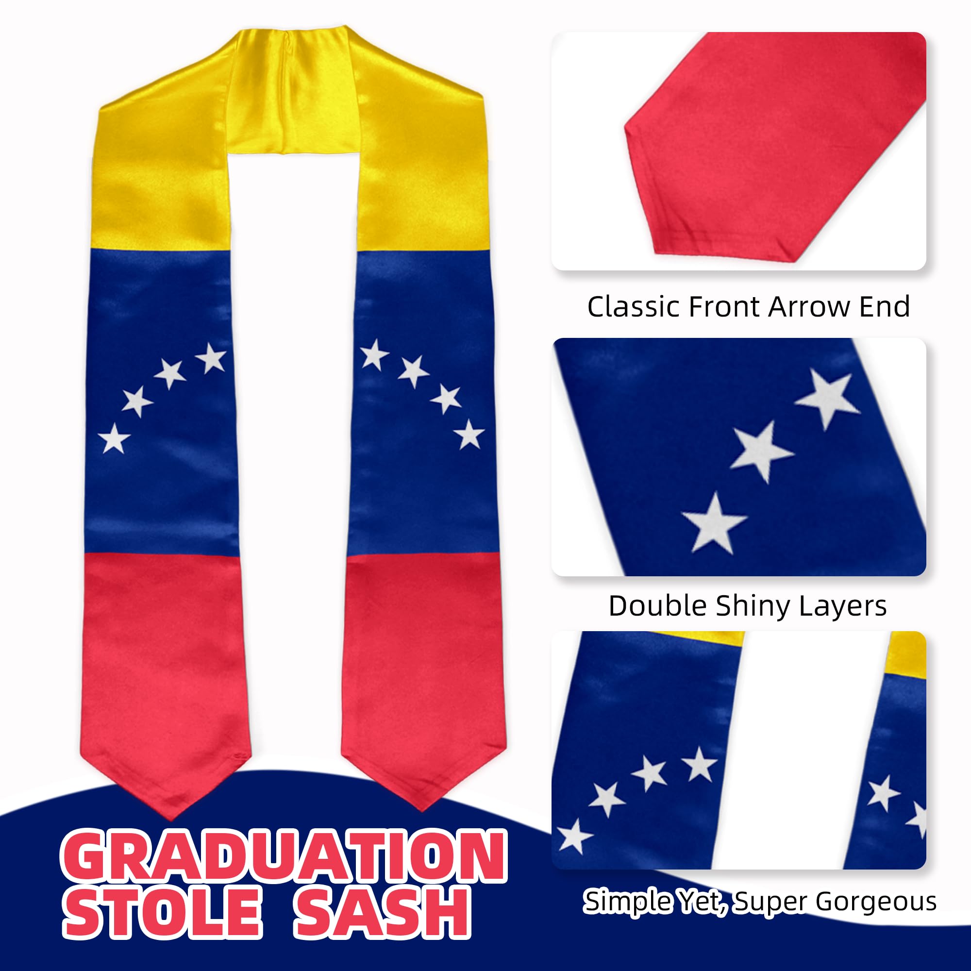 Civilos Unisex Graduation Stole - 72 Inch Honor Sash for Graduation Ceremony, Commencement & Academic Achievements - Perfect for High School, College & University Graduates