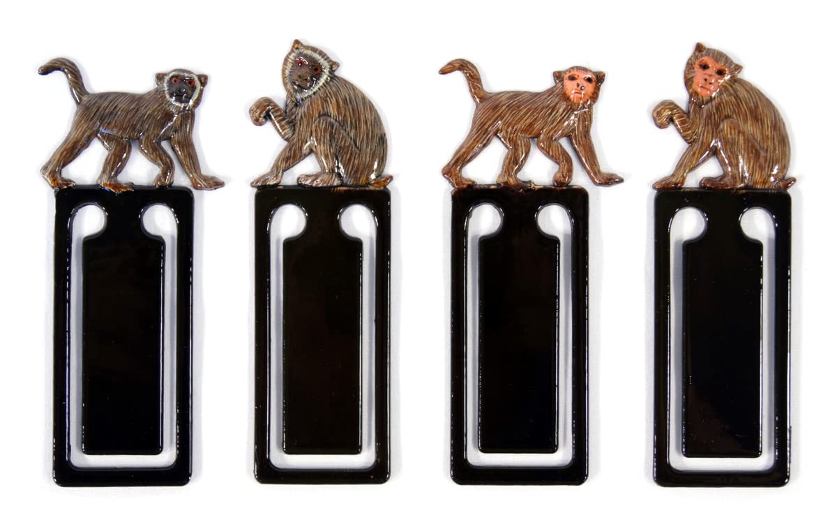 Handpainted Monkey Bookmarks Set of 12 - Unique Animal Bookmark Collection for Readers, Book Lovers & Students - Perfect Gift for Book Clubs, Libraries & Schools