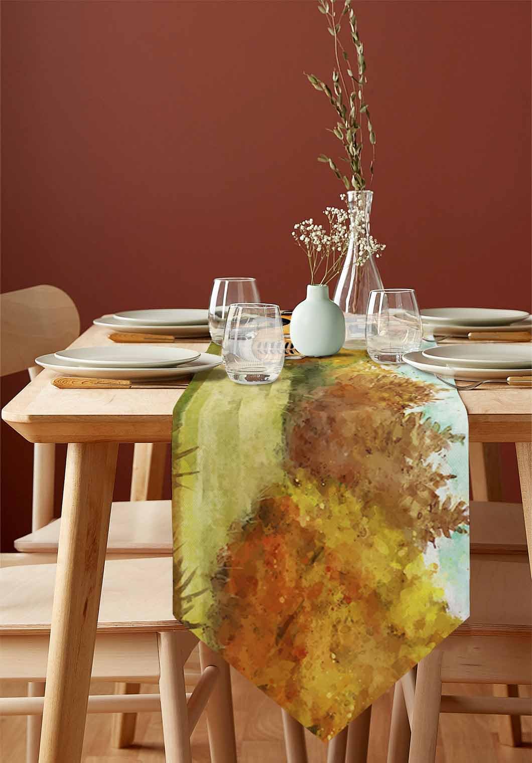 108 Inch Washable Linen Fall Thanksgiving Table Runner - Orange Truck Pumpkin Design for Farmhouse Dining, Kitchen Decor, Holiday Party & Dresser Scarf | Perfect for Autumn Gatherings, Thanksgiving Dinner & Seasonal Home Decoration