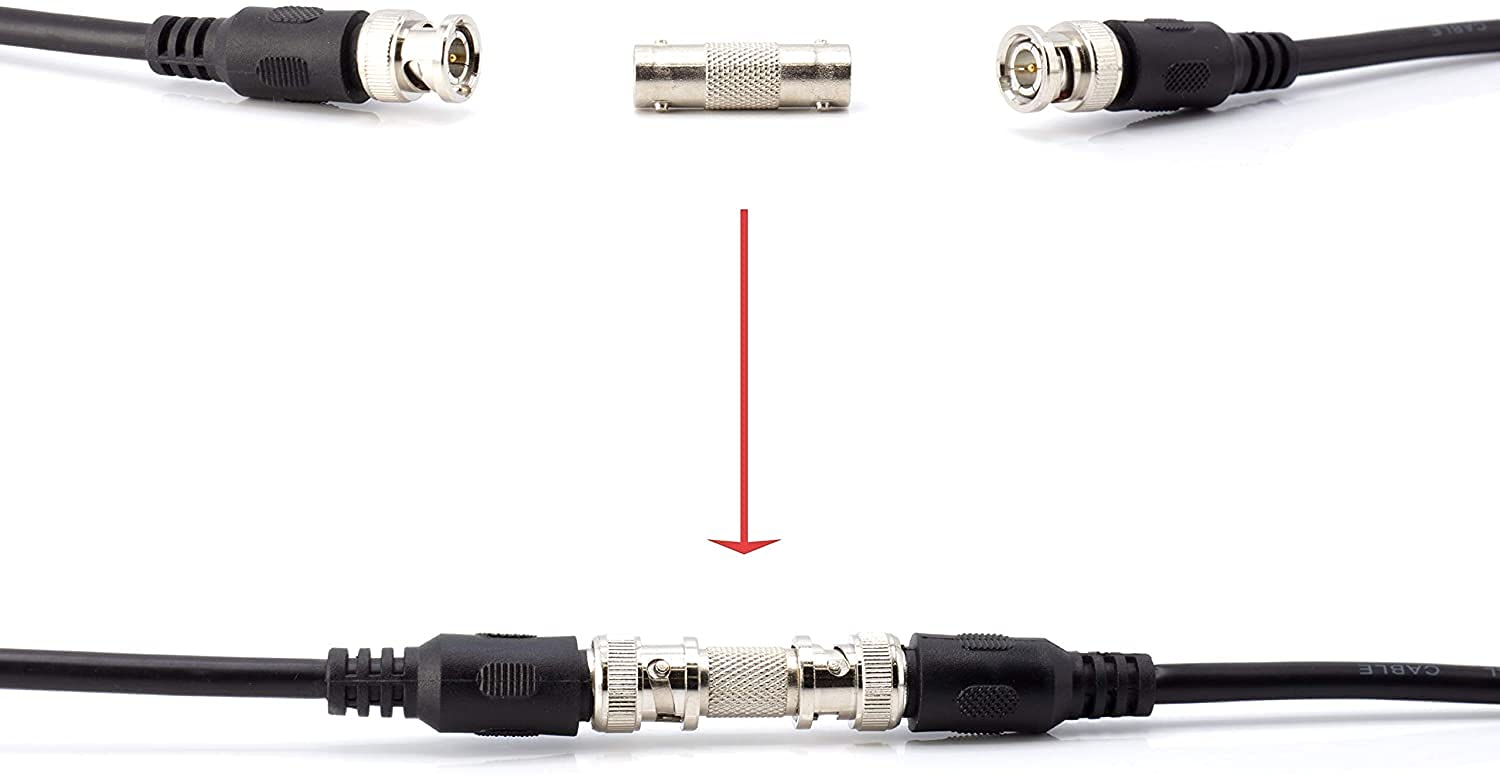 10-Pack BNC Female to Female Barrel Connector Adapters - CCTV Security Camera RF Cable Extenders for Surveillance System Installation & Maintenance