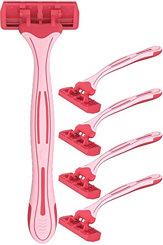 Nylea Women's Razor 5 Pack - Triple Blade Shaver with Aloe Vera & Vitamin E Lubrication, Premium Dual Lubricating Strips for Smooth Shaving - Perfect for Legs, Underarms & Bikini Area
