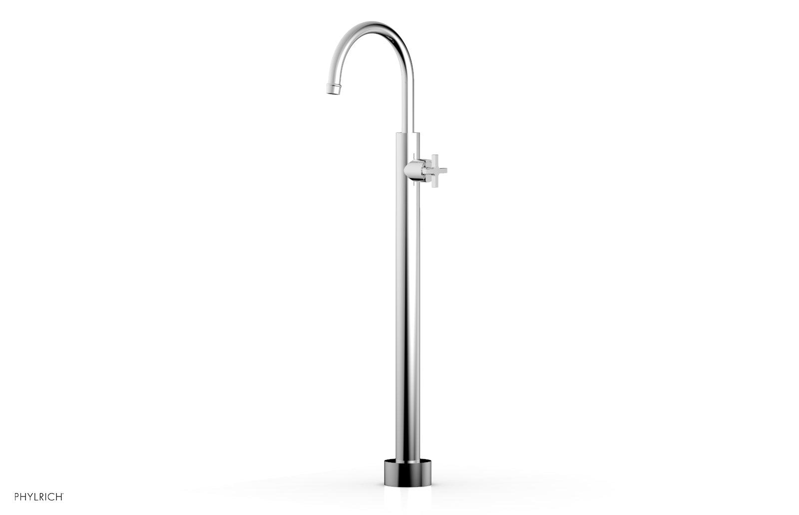 HEX MODERN Tall Floor Mount Tub Filler with Cross Handle 5014602 - Modern Bathroom Faucet for Freestanding Tubs, Perfect for Luxury Spa and Home Renovation