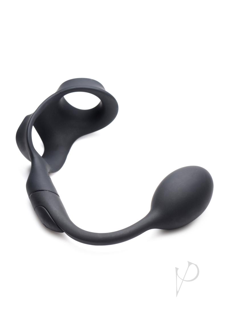 Alpha Pro 10X P Bomb Rechargeable Silicone Cock Ring with Ball Stretcher, Butt Plug & Remote Control - Black | Enhance Intimacy & Pleasure for Couples & Solo Play