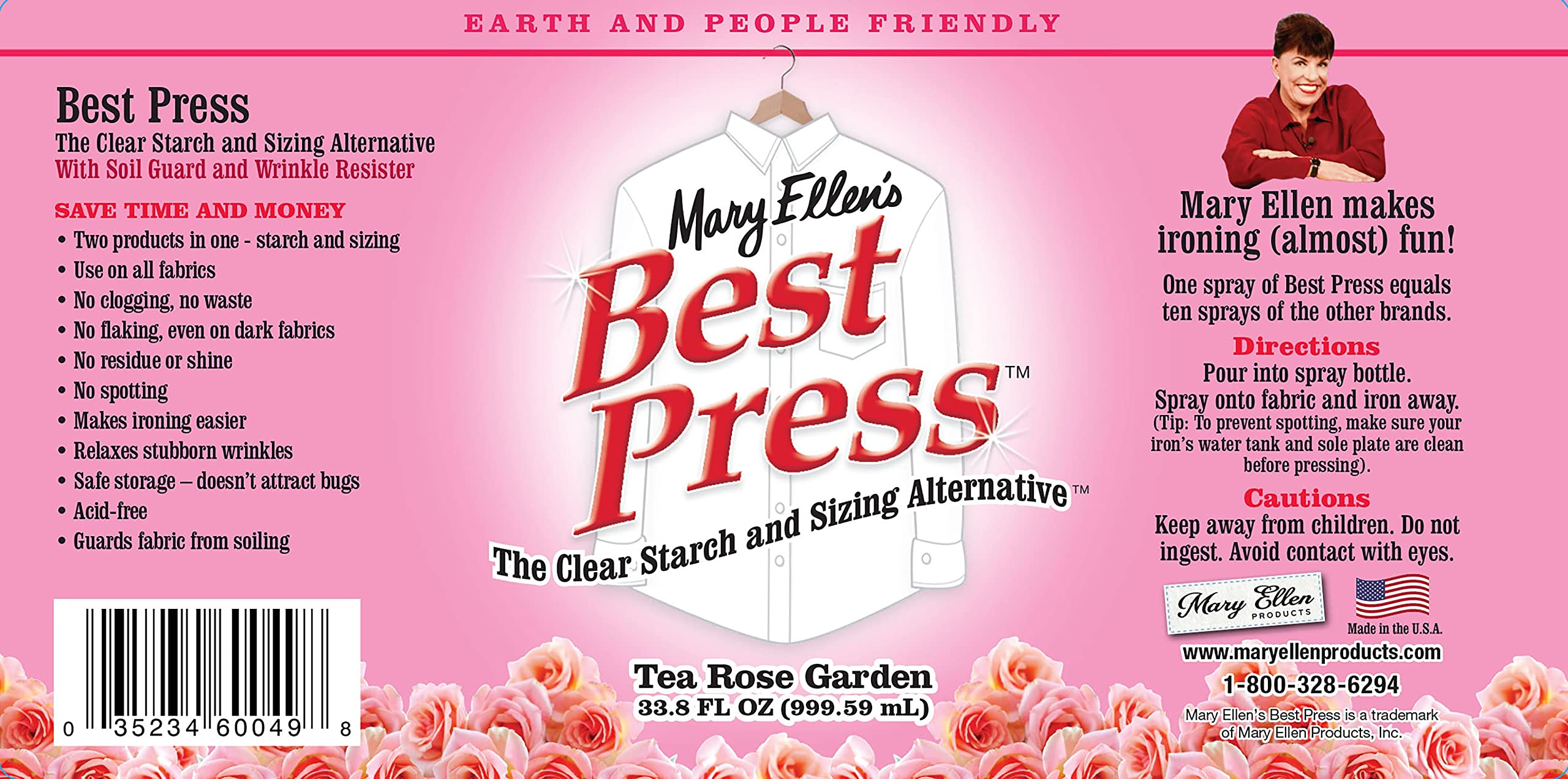 Mary Ellen's Best Press Refills 33.8 oz - Tea Rose Garden Scented Starch Spray for Ironing & Fabric Care - Perfect for Laundry, Quilting, and Sewing Projects