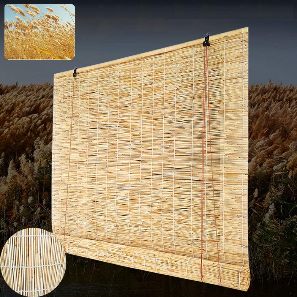 T&P Bamboo Roller Blinds - Natural Woven Reed Shades for Windows & Doors | Waterproof, Dustproof, UV Protection & Thermal Insulation | Privacy Curtains for Patio, Outdoor & Indoor Use (Multiple Sizes Available) - Perfect for Sunrooms, Balconies, and Home Decoration