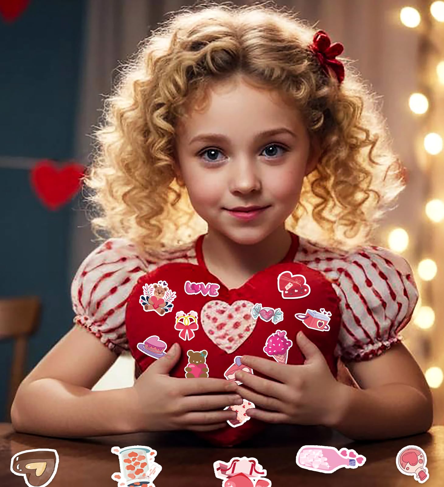 100 PCS Valentine Heart Stickers - Waterproof Vinyl Decals for DIY Crafts, Scrapbooking, Cards & Gifts - Perfect for Kids, Classroom, Party Favors & Valentine's Day Decorations
