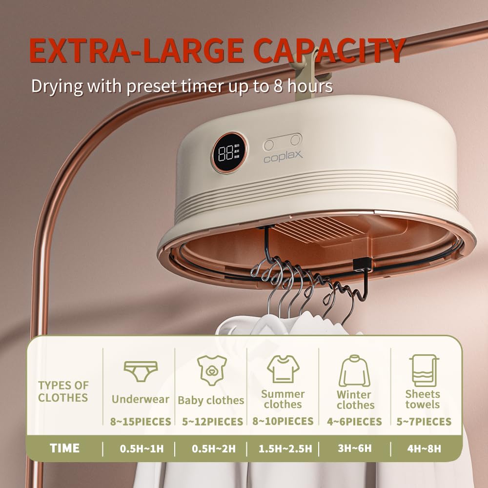 600W Electric Portable Clothes Dryer - Compact Mini Laundry Dryer for Apartments, Dorms, RVs & Travel - Fast Drying & Energy Efficient - Perfect for Small Spaces, Camping & Emergency Use