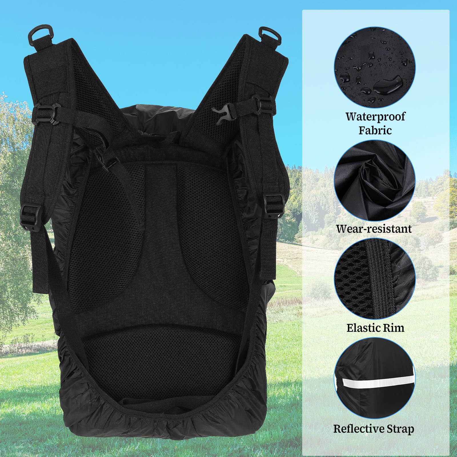 Waterproof Backpack Rain Cover with Reflective Strip - Ultralight Outdoor Rain Protection for Hiking, Camping, Cycling & Travel - Keep Your Gear Dry in Any Weather