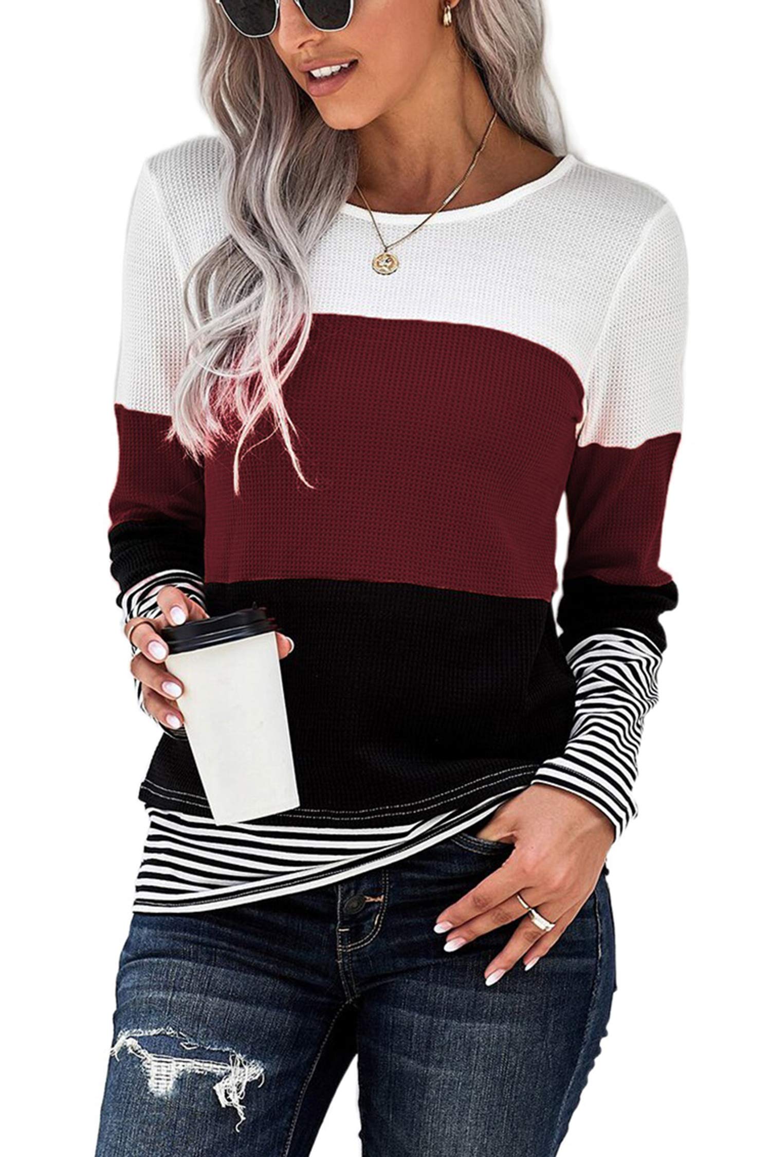 FANGJIN Women's Long Sleeve Button-Up Sweatshirt - Soft Casual Jumper Tops for Ladies | Perfect for Work, Travel & Everyday Wear