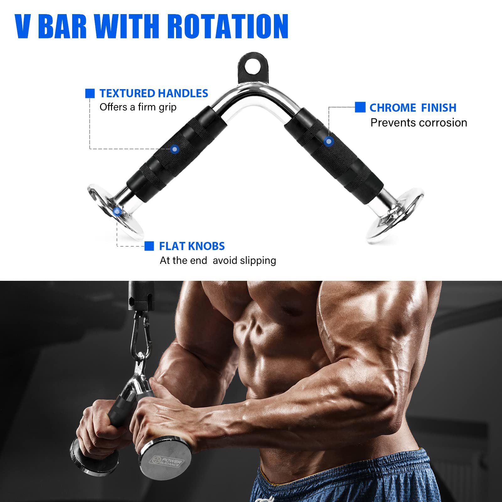 Power Guidance Cable Machine Attachment - LAT Pulldown Bar for Gym & Home Workouts | Durable Cable Attachments for Strength Training | Perfect for Lat Exercises, Rows & Pull-Downs in Home Gym or Commercial Fitness Center