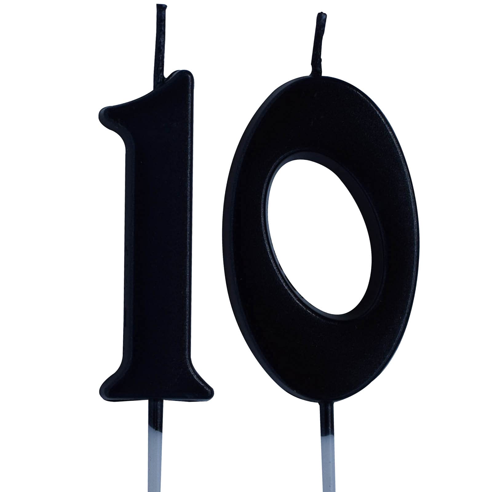 Black Number 10 Birthday Candle - Cake Topper for 10th Birthday Party Decorations (Boy or Girl) - Perfect for Birthday Cakes, Cupcakes, and Celebration Desserts