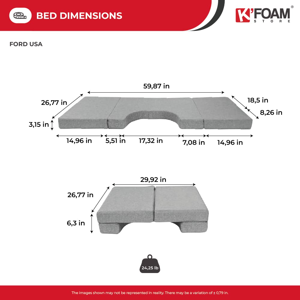 **Ford Transit 150/250/350 & Custom Camper RV Front Seat Mattress (2014-2025) - Comfortable Cab Bed for Kids & Pets - Perfect for Road Trips, Camping & Travel**