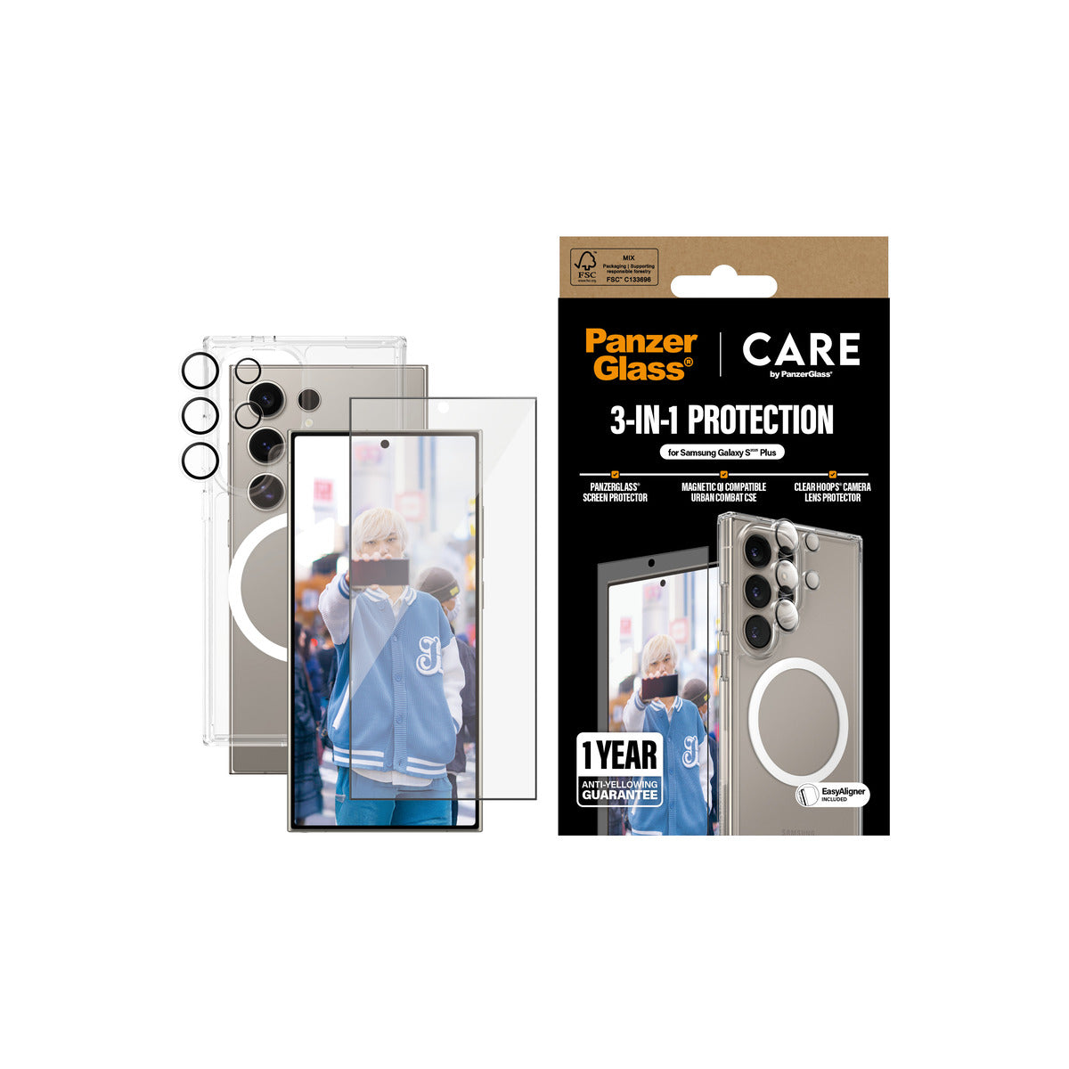 PanzerGlass CARE Flagship 3-in-1 Screen Protector Bundle for Samsung Galaxy S25 Ultra - Tempered Glass, Camera Lens Protector & Installation Kit - Perfect for Work, Travel & Everyday Protection