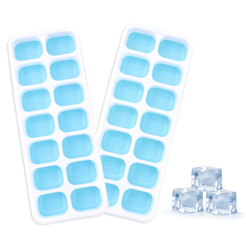 ToChiYa 2-Pack Silicone Ice Cube Trays with Lid - BPA Free, Flexible & Durable, Easy-Release 14-Cube Molds for Whiskey, Cocktails, Chilled Drinks - Perfect for Home Bars, Parties & Outdoor Gatherings