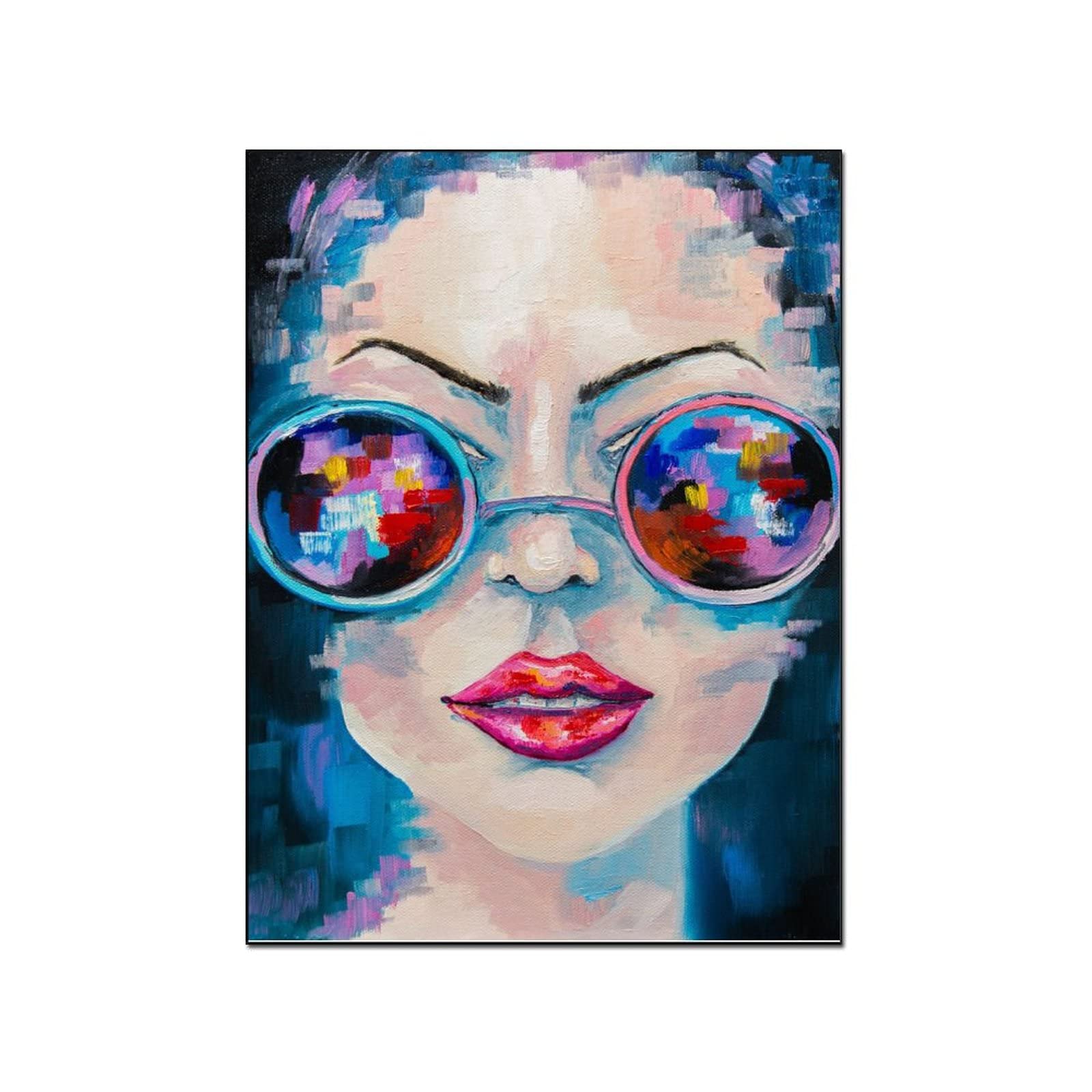 Abstract Art Poster - Girl with Sunglasses Wall Decor for Bedroom & Living Room | Modern Aesthetic Wall Art Print 20x26 inches (51x66cm) | Perfect for Home Office, Dorm Room & Gift Giving