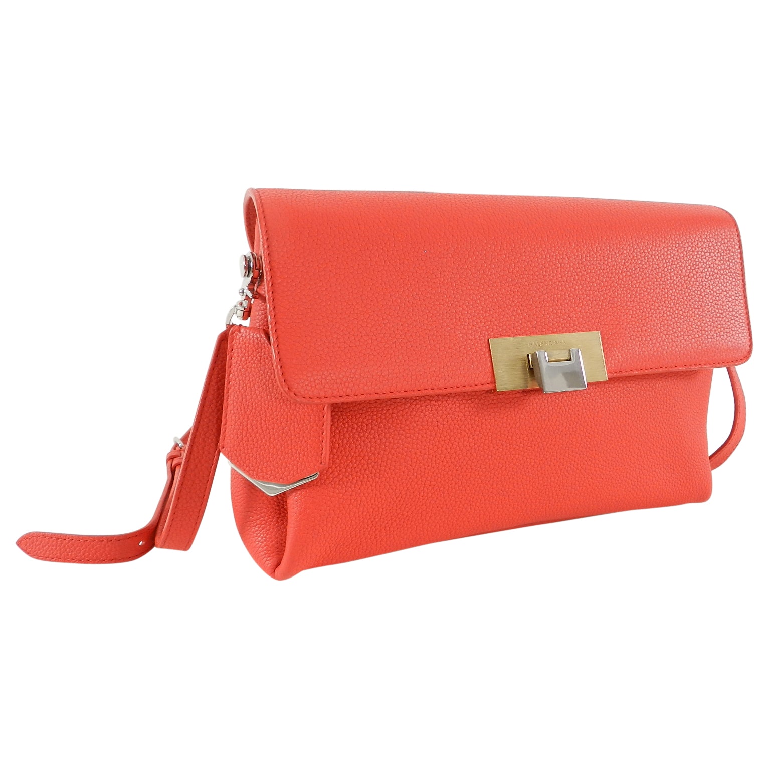 Balenciaga Le Dix Hot Coral Soft Courier Leather Crossbody Bag for Women | Stylish Shoulder Purse for Daily Use, Travel & Night Out