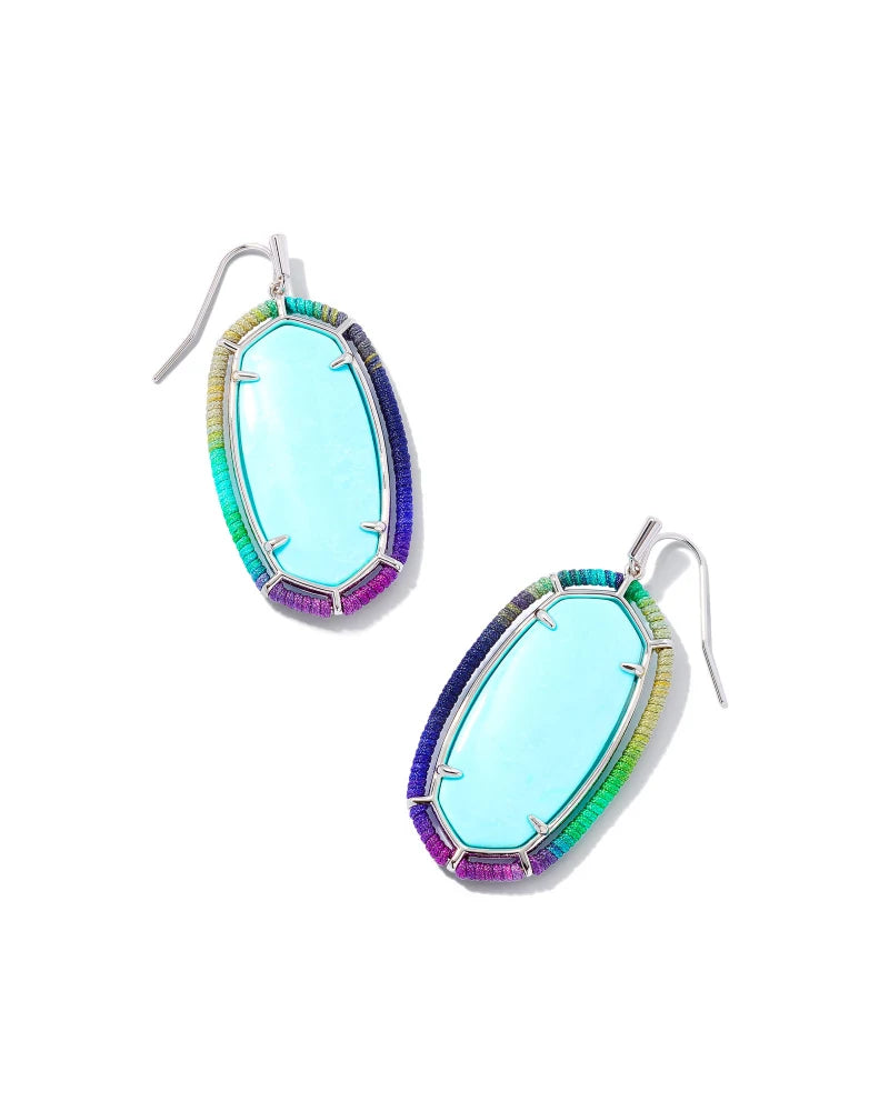 Threaded Elle Silver Drop Earrings in Blue Mix - Elegant Dangling Jewelry for Women, Perfect for Parties, Weddings & Special Occasions