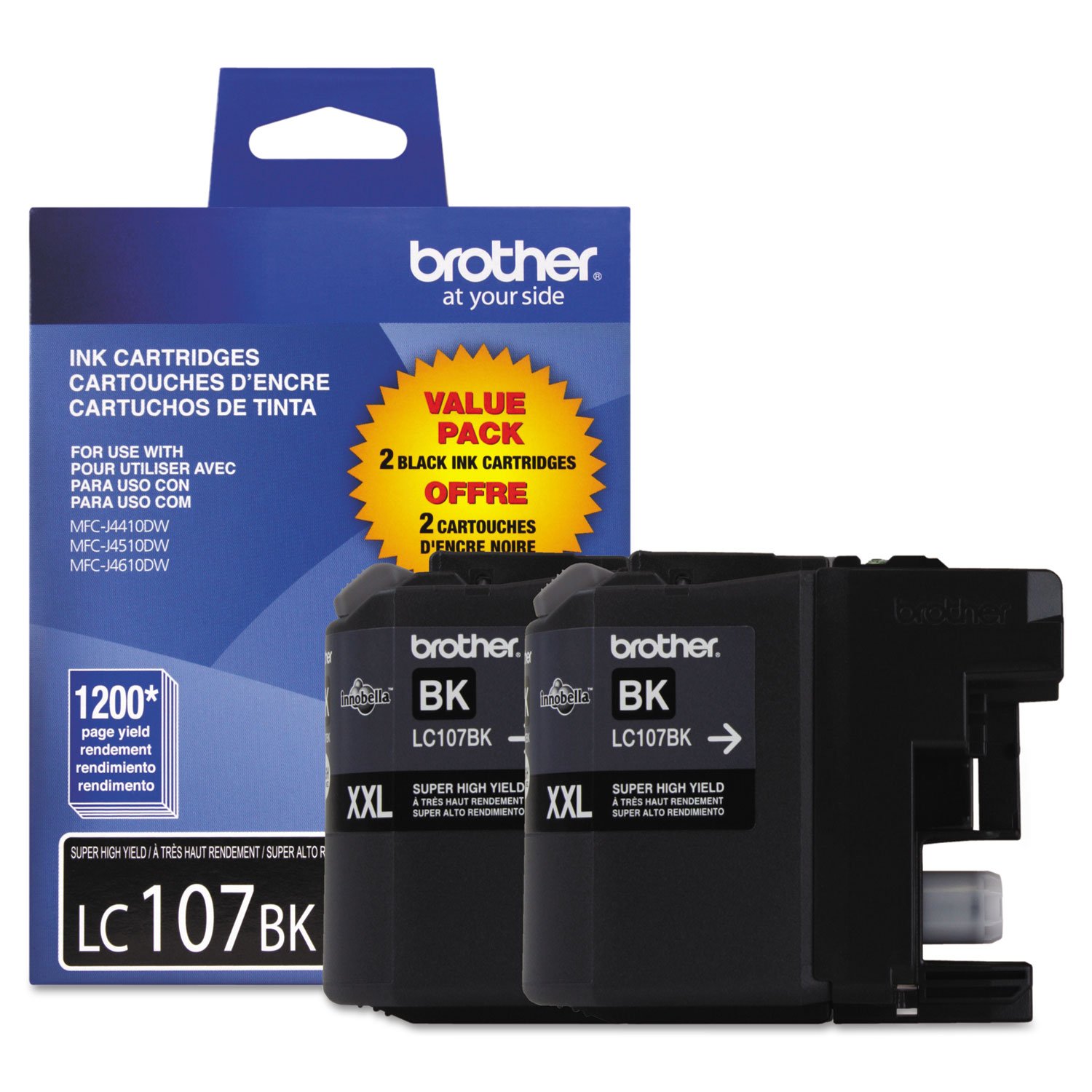 Brother LC1072PKS Black Ink Cartridge - High Yield Replacement for Brother Printers | Perfect for Home Office, School & Small Business Printing Needs