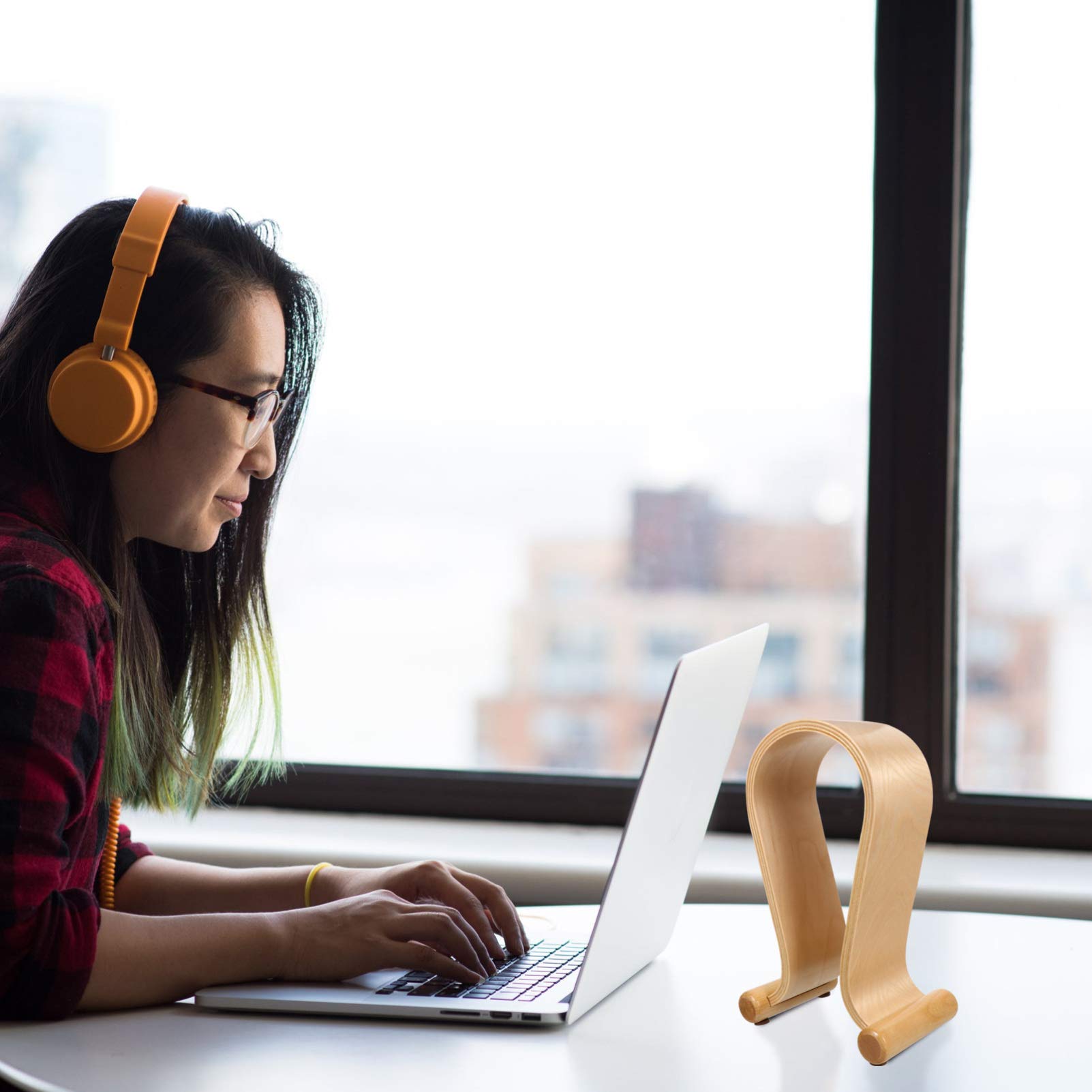 Premium Wooden Headphone Stand with Hook - Cabilock Headset Holder for Desk, Earphone Hanger & Display Rack - Perfect for Home Office, Gaming Setup, and Studio Organization