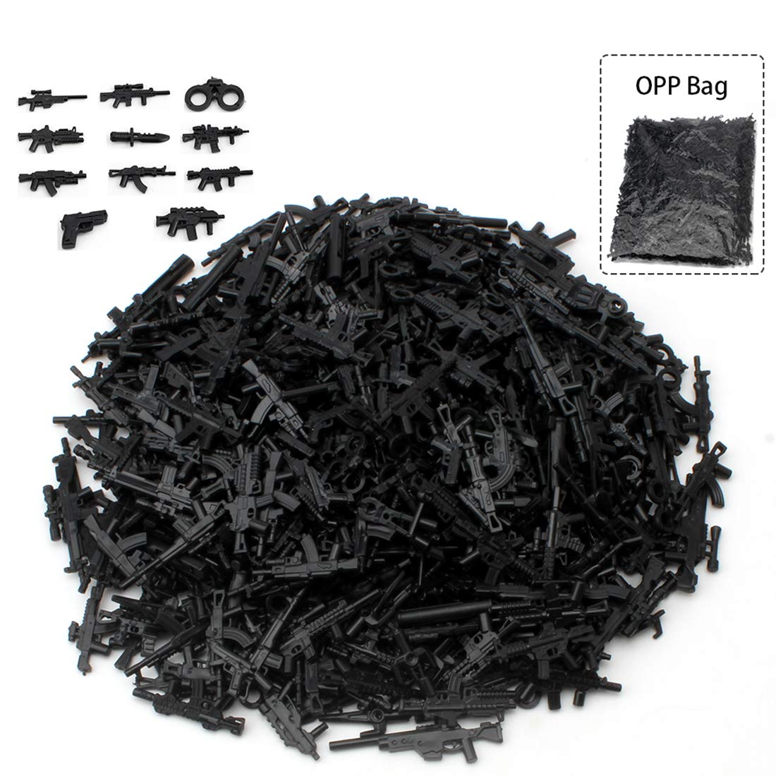 500Pcs Military Weapon Set for Minifigures - Custom Modern WW2 SWAT Police Army Weapons Building Kit, Compatible with Lego Minifigures - Perfect for War Game Scenes, Military Dioramas & Action Figure Displays (UZQ0R26DJ09OWHCQB114B)