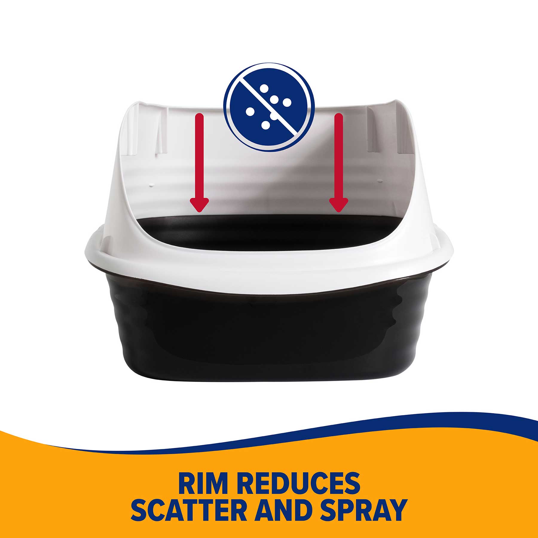 Arm & Hammer Large Rimmed Wave Litter Box for Cats - High Sided Anti-Scatter Design with Baking Soda Odor Control - Perfect for Multi-Cat Homes & Small Spaces
