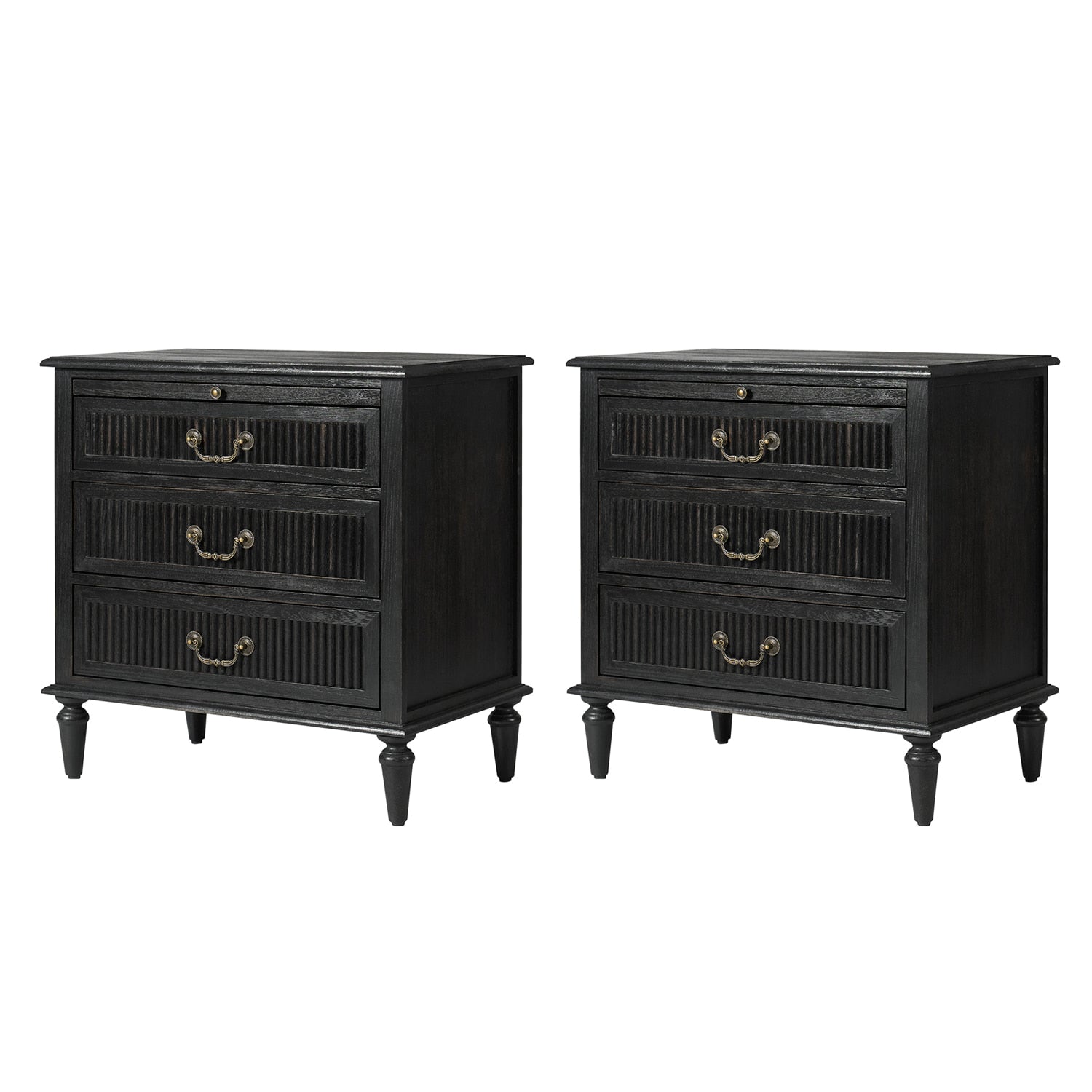 Farmhouse Solid Wood Nightstand with Fluted Drawer - Rustic Bedside Table with Optional Storage Drawer - Perfect for Bedroom, Guest Room, or Cabin Decor