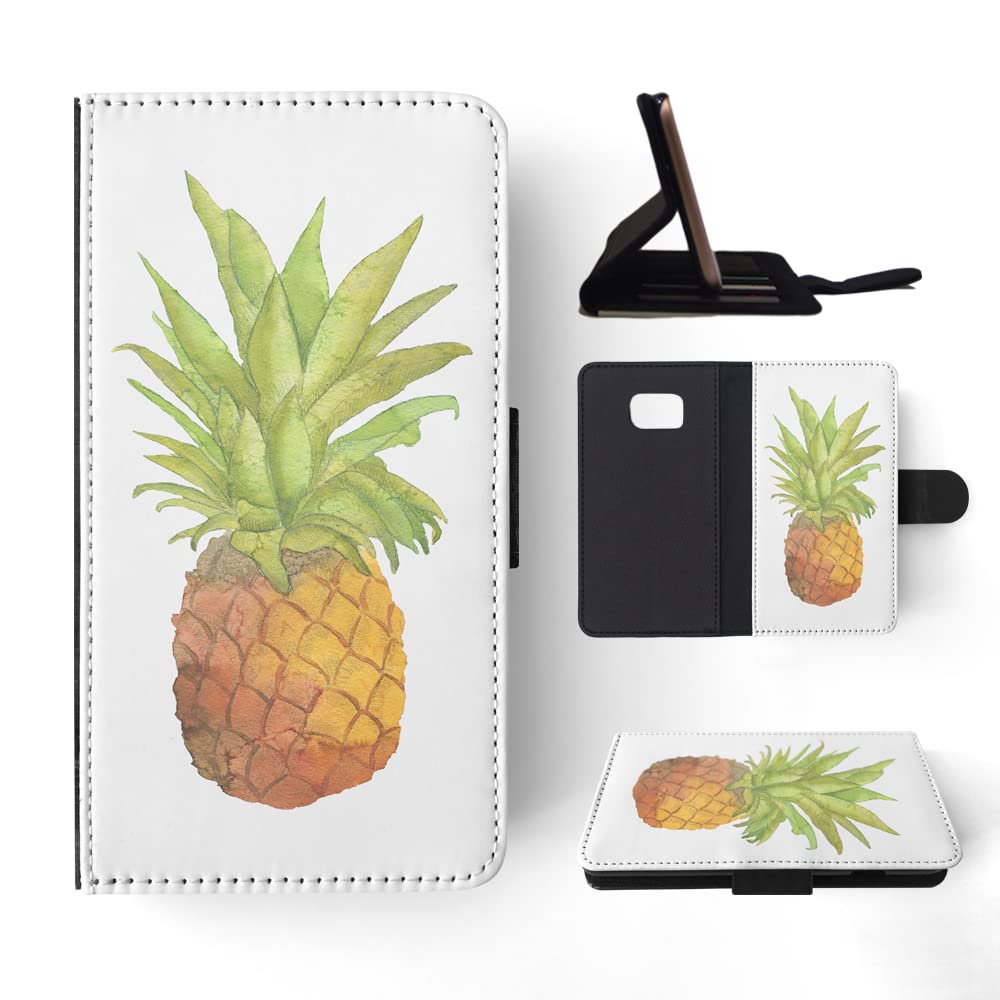 Watercolor Pineapple Fruit 2 FLIP Wallet Phone Case for Samsung Galaxy S7 - Stylish Protective Cover with Card Slots for Everyday Use