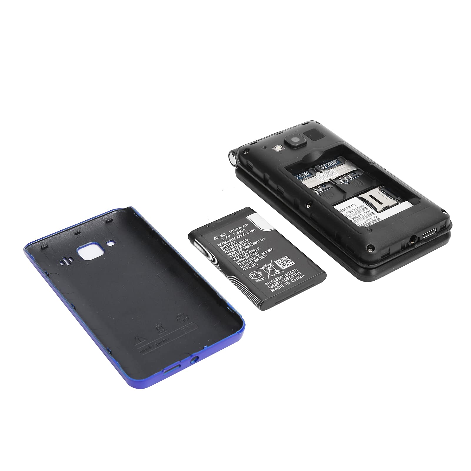 Hilitand Mini Flip Phone - 2G GSM Mobile Phone with 1020mAh Battery, 8W Pixels, 32MB+32MB Storage, Headset Support, Alarm Clock & Call Vibration | Navy Blue & Transparent Design | Perfect for Kids, Seniors & Emergency Use