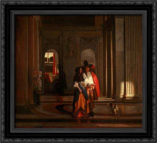 Pieter de Hooch 22x20 Black Ornate Wood Framed Canvas Art - Classic Dutch Golden Age Painting for Living Room, Bedroom & Office Decor