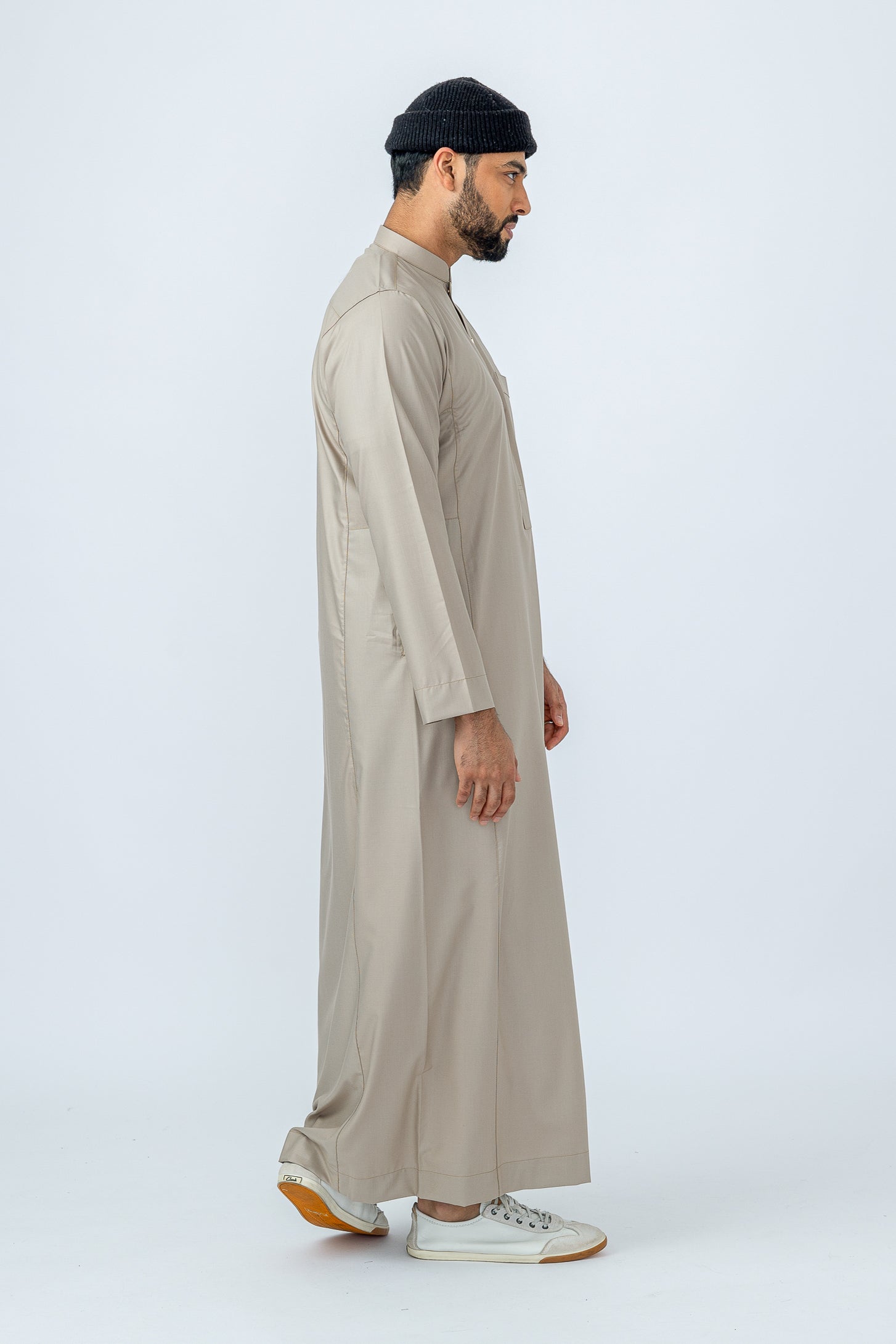 Light Beige Arab Collar Thobe for Men | Traditional Islamic Robe | Eid & Wedding Outfit | Perfect for Prayer & Special Occasions