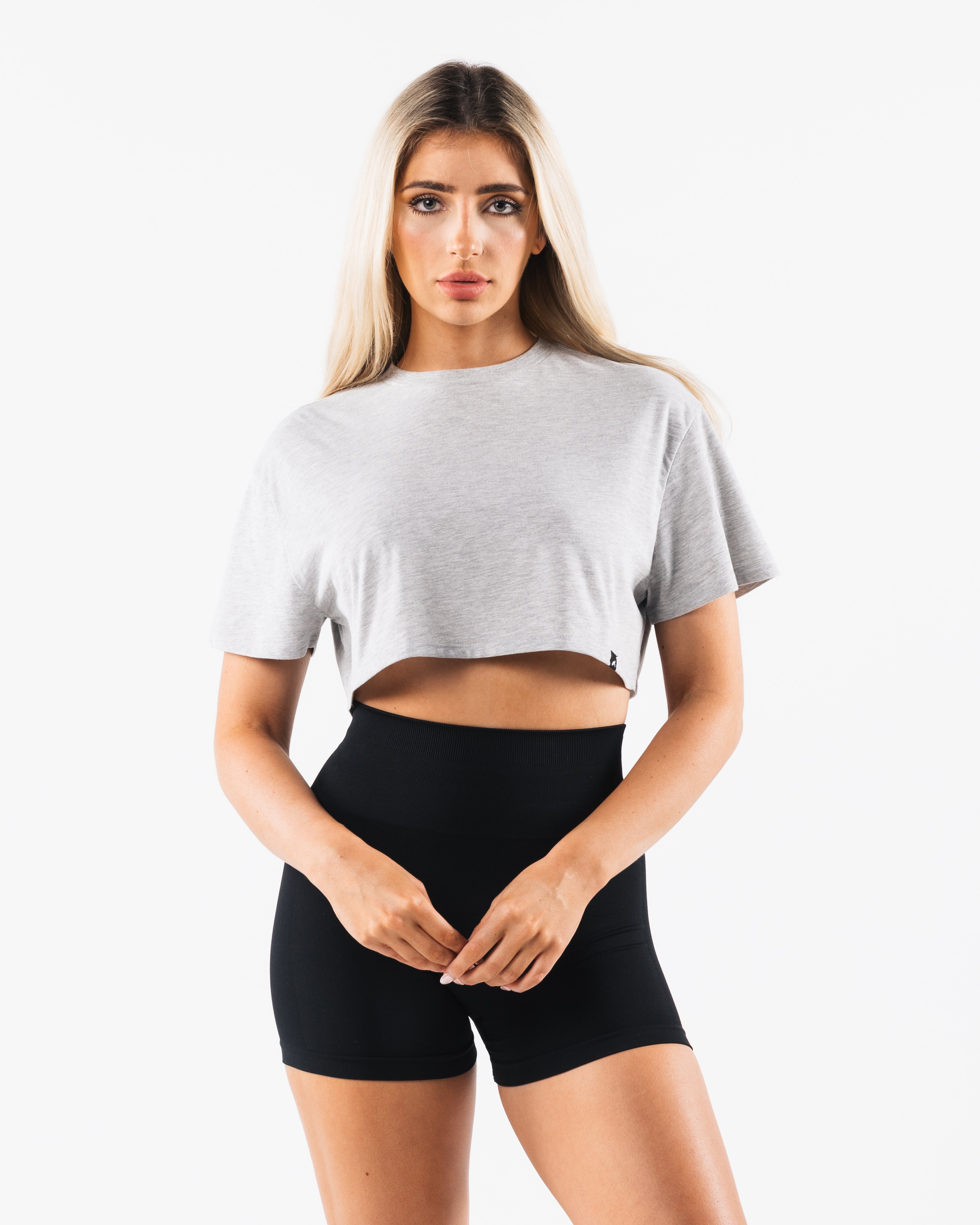 Oversized Crop T-Shirt for Women - Light Heather Grey | Casual Streetwear, Summer Outfit, Layering Essential