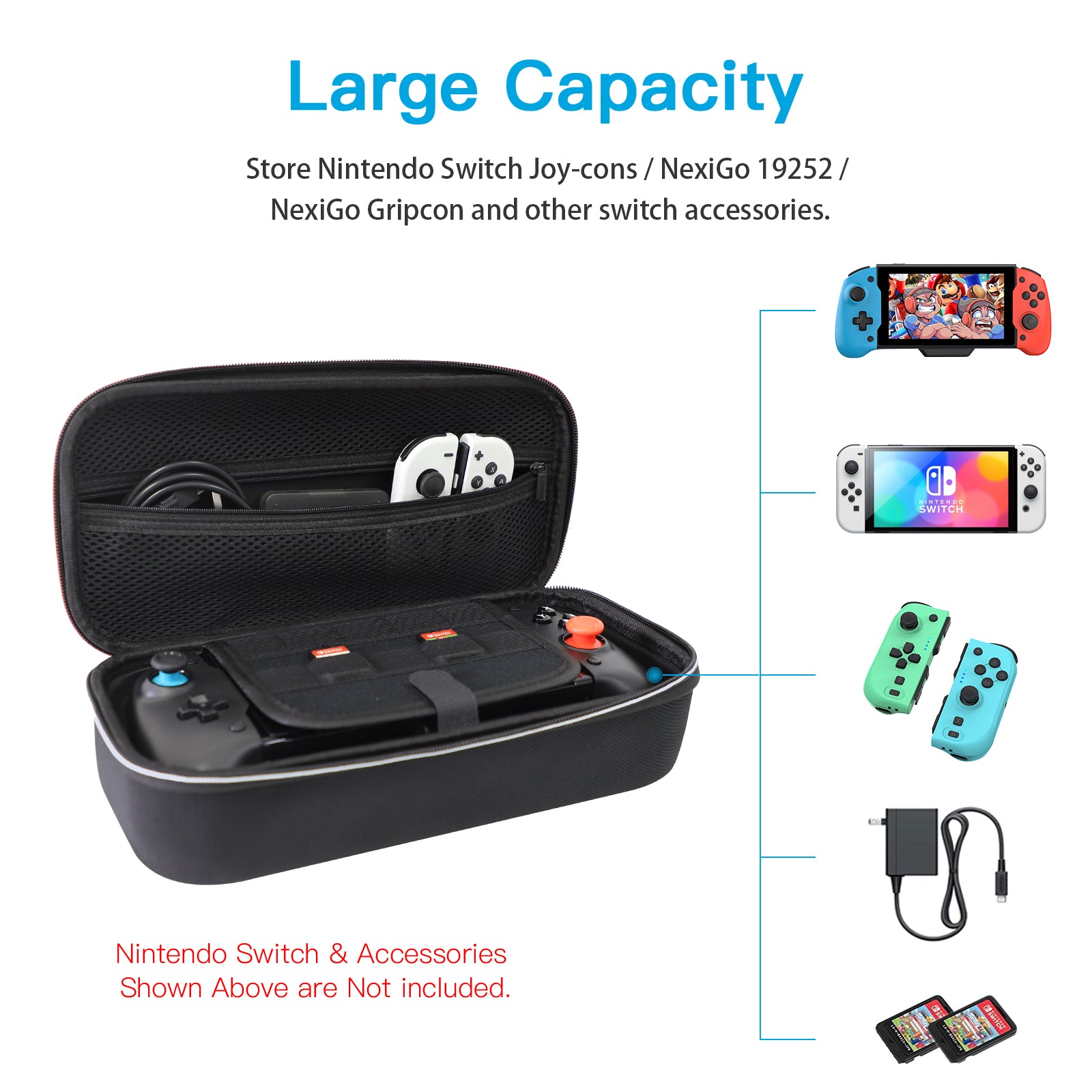 NexiGo Protective Carrying Case for Nintendo Switch - Durable Travel Storage Pouch for Switch Console & Accessories - Perfect for Gaming On The Go, Travel, and Home Storage