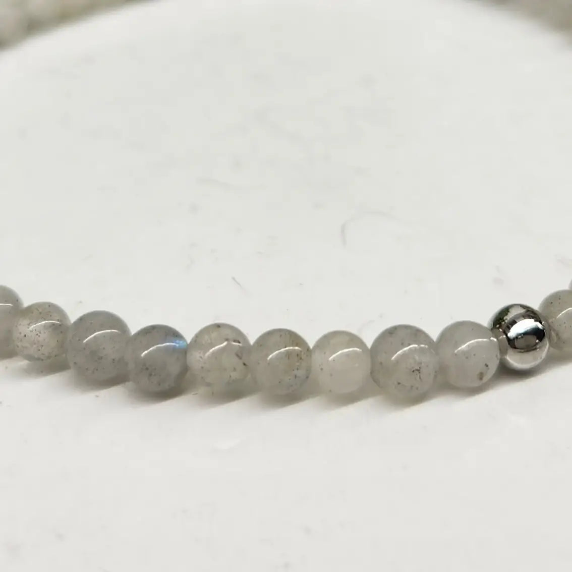 Labradorite Smooth Bead Stretch Bracelet - Healing Crystal Jewelry for Women, Adjustable Gemstone Beaded Bracelet for Meditation, Yoga & Spiritual Energy
