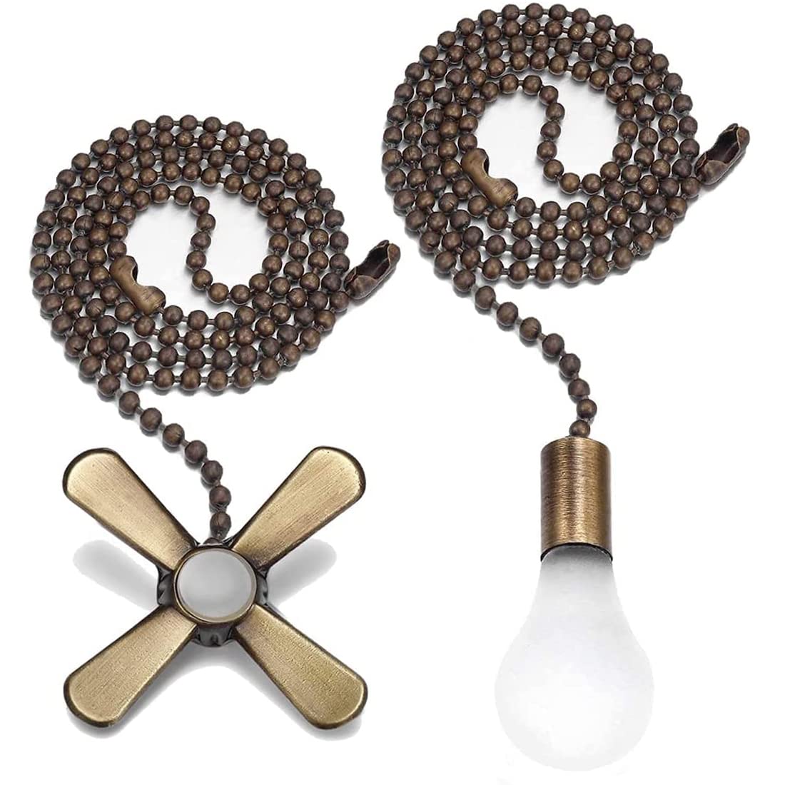 SmoTecQ Ultra Long Ceiling Fan Pull Chain Extender with Decorative Frosted Glass Bulb - 3mm Beaded Chain Compatible for Ceiling Fans & Light Fixtures (Bronze) - Perfect for Living Room, Bedroom, and Home Decor