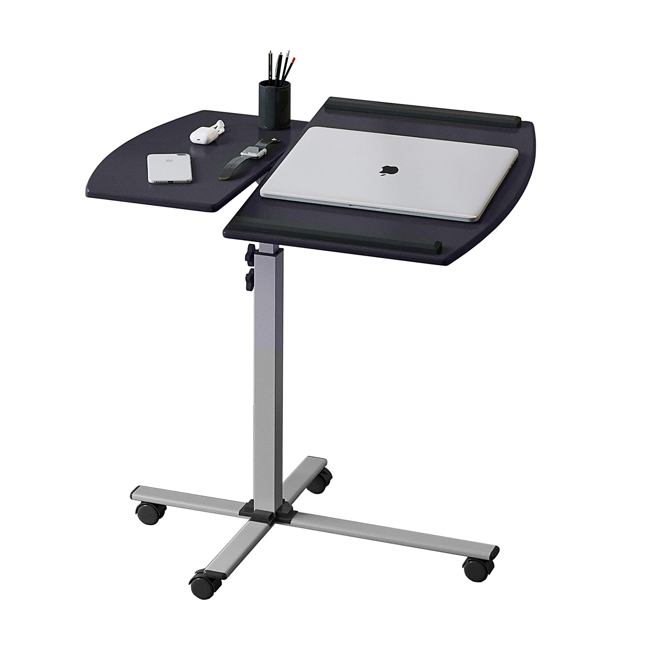 Techni Mobili Adjustable Rolling Laptop Cart with Locking Wheels - Mobile Workstation for Office, Home, or Classroom - Graphite Finish