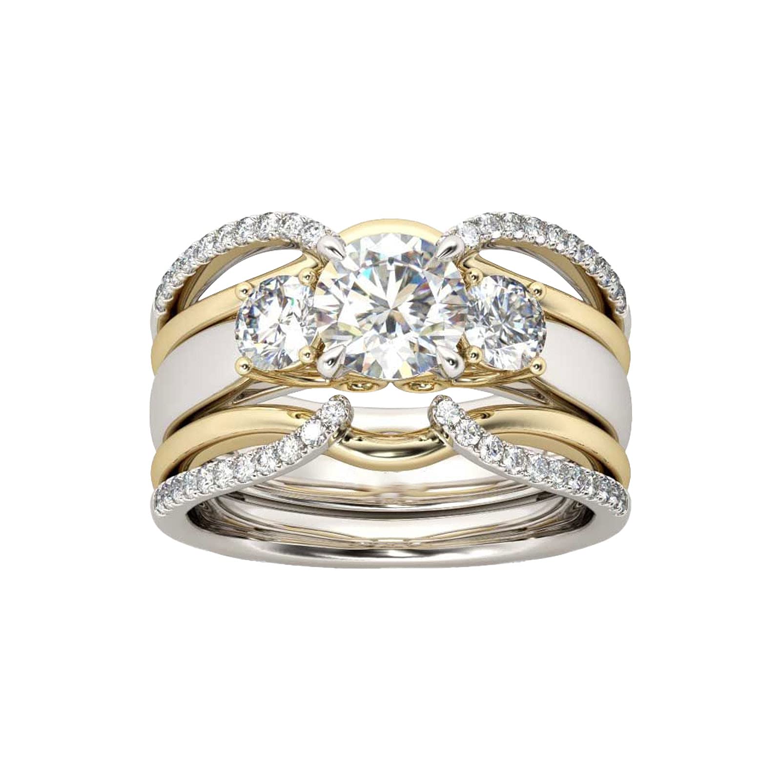 Anxiety Spinner Rings for Women & Men - Crystal Zirconia Carved Fashion Jewelry Set - Stress Relief Fidget Rings for Anxiety Relief, Office, Travel & Gifts