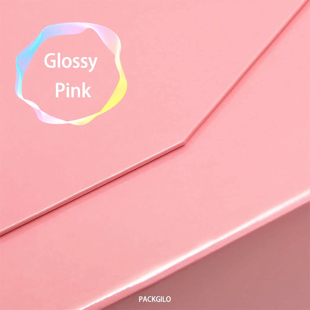 5 Large Pink Gift Boxes with Lid 13x9x4 Inches - Bridesmaid & Groomsman Proposal Boxes, Hard Collapsible Magnetic Closure Gift Boxes for Clothes, Jewelry & Accessories - Reusable Glossy Pink Gift Packaging for Weddings, Birthdays & Special Occasions